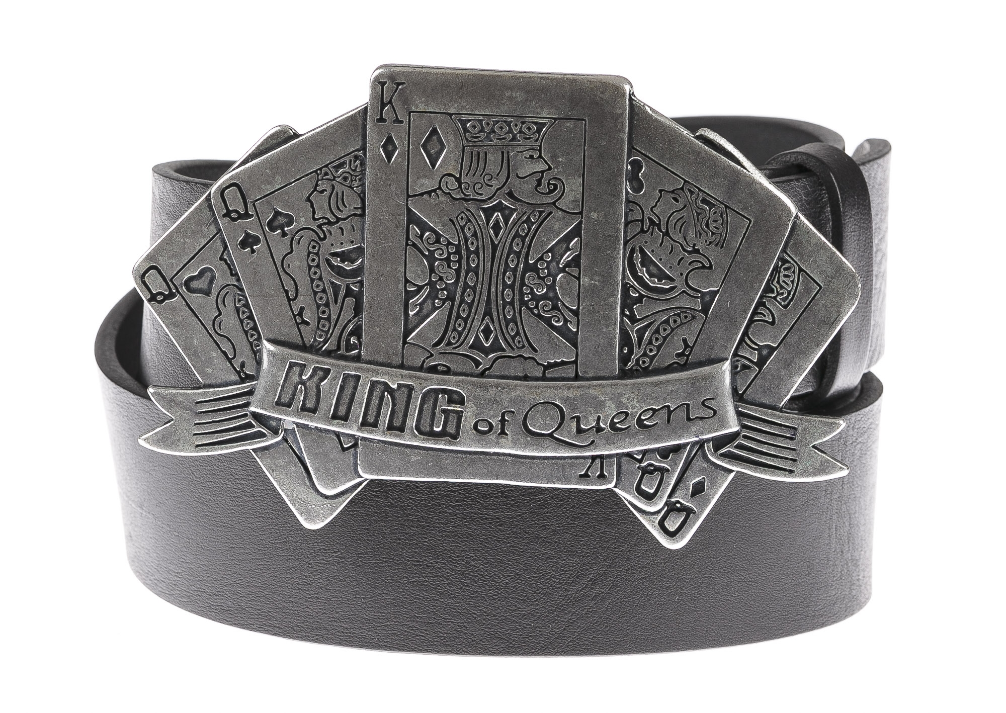Genuine leather belt for man LAS VEGAS, BLACK colour, metal
