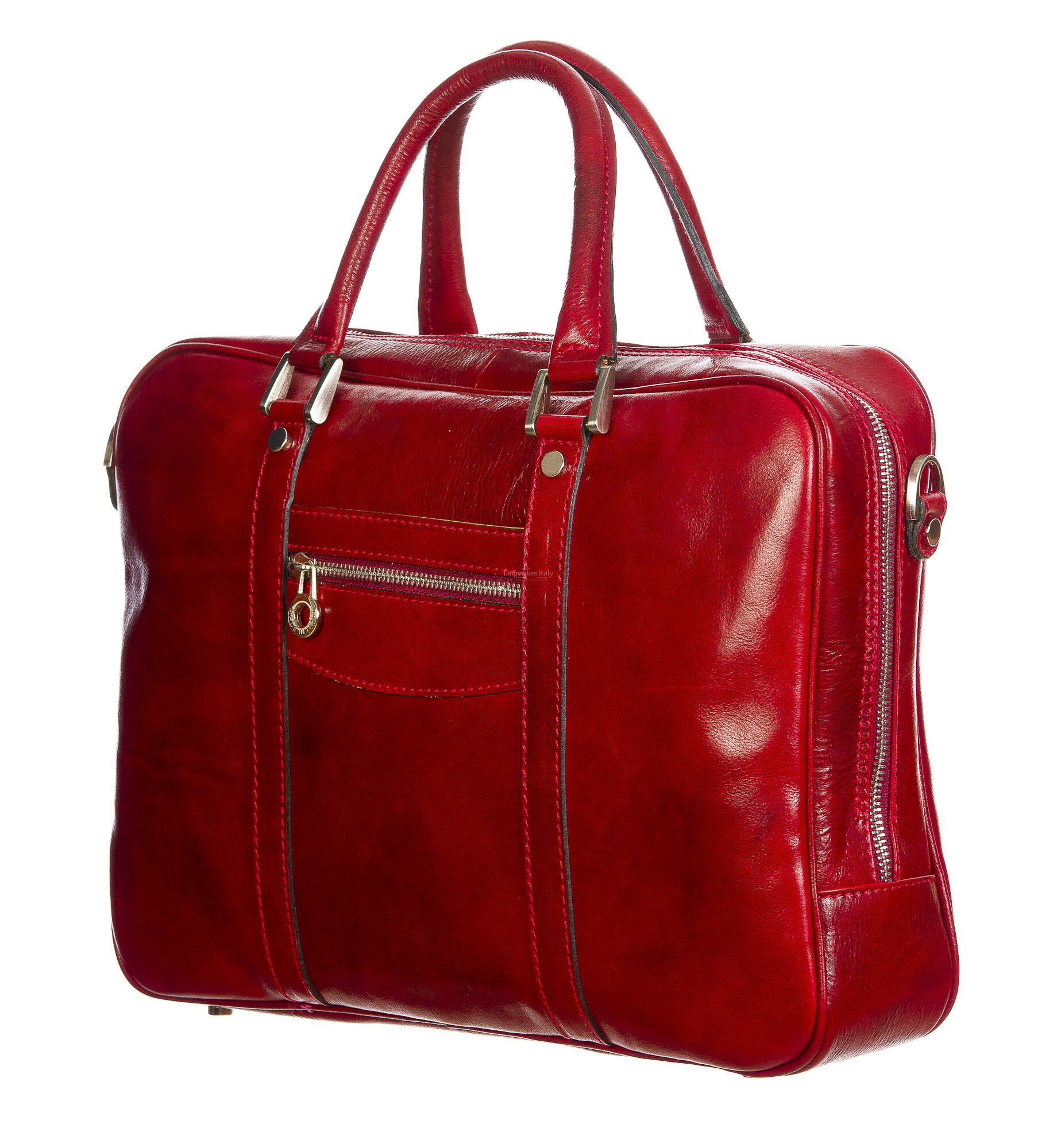 MURES : briefcase / office bag, man / woman, in bufferd leather, color:  RED, Made in Italy., OFFICE BAGS