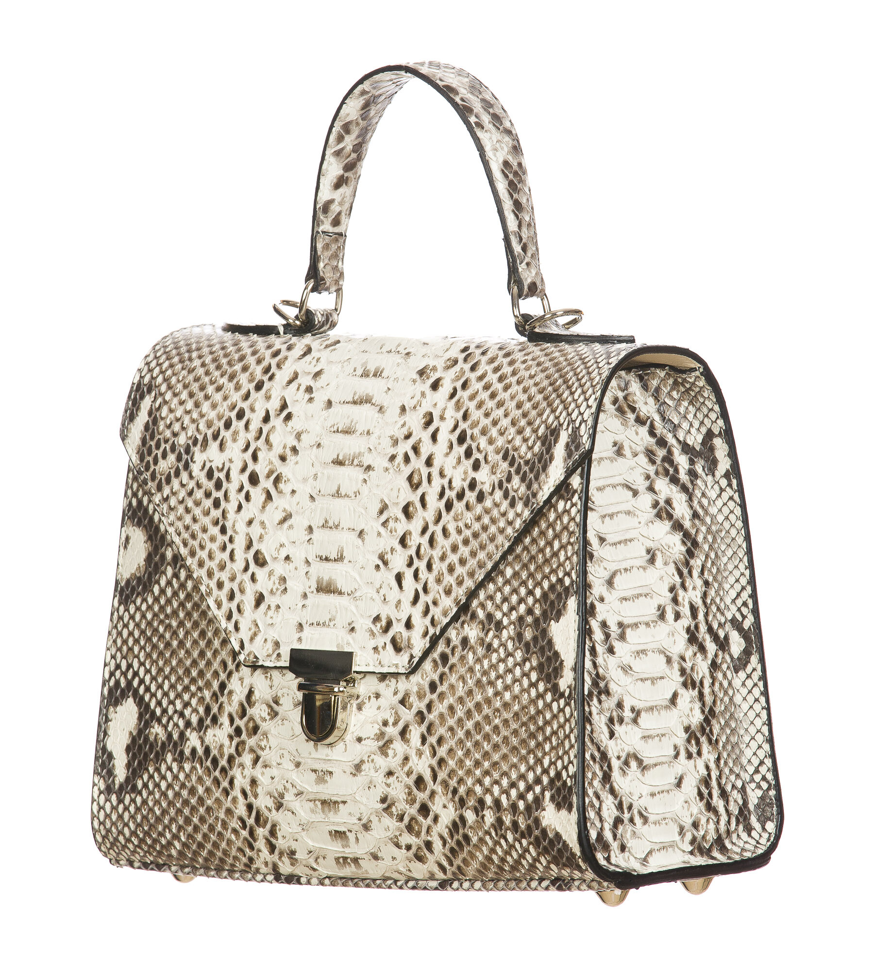 MIRANDA : ladies bag in python leather, handbag, color : STONE, Made in ...
