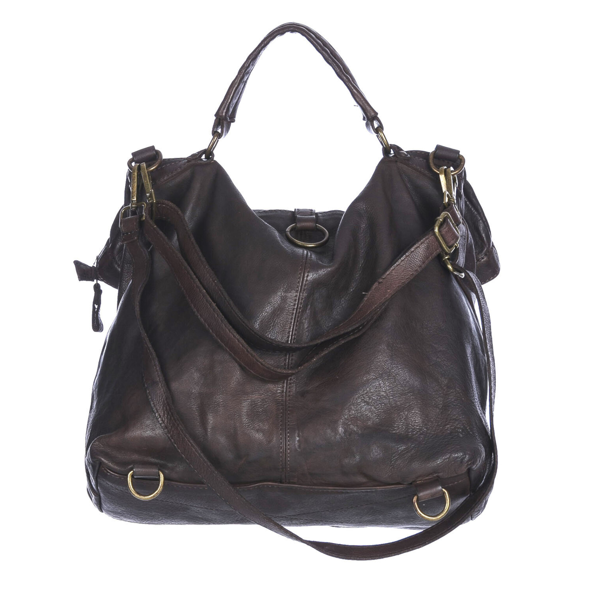 Borsa zaino donna MONTE MILETTO, in vera pelle vintage invecchiata, colore  TESTA DI MORO, CHIARO SCURO, Made in Italy | NATALE | Emporium Italy