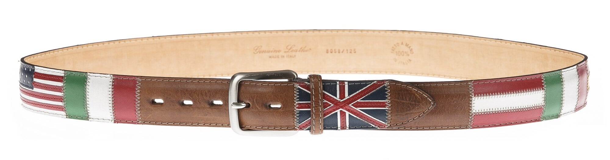 Gusti Cintura Uomo In Vera Pelle Verner - Marrone, Larga 4 Cm, Regolabile (80-120 Cm)