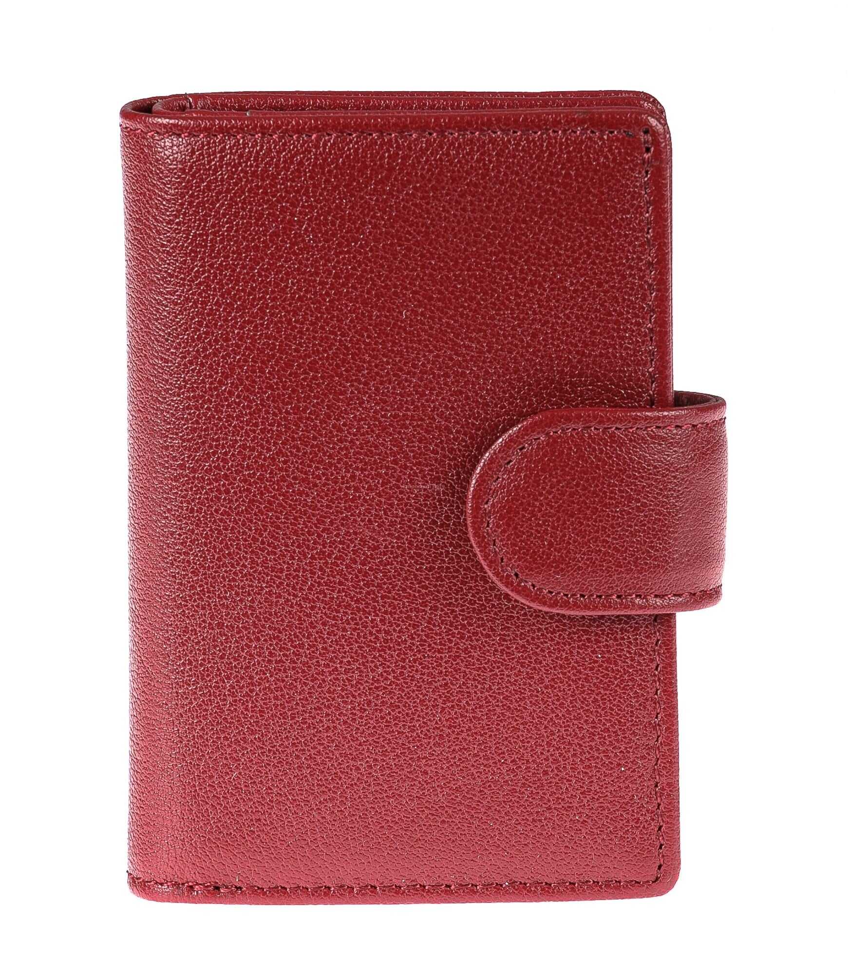 Portafoglio Portacarte In Vera Pelle Velluci – Compatto Con 16 Slot RFID, Cerniera E Finestra ID (Rosso, 10,8x7,5x1,8 Cm)