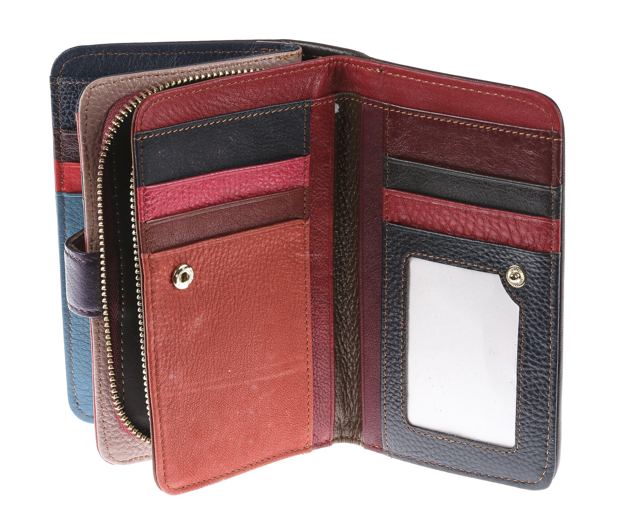 LEAS Portafoglio Piccolo In Vera Pelle Colorata – Multicolore, Con Portamonete E Tasche Porta Tessere - 4