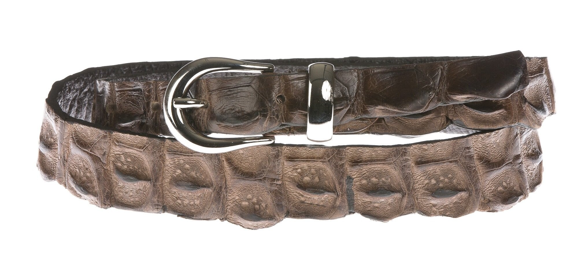 Cintura Uomo In Pelle Autentica Di Alligatore-coccodrillo, Marrone, Vita 41-42, Larga 1,5 Pollici
