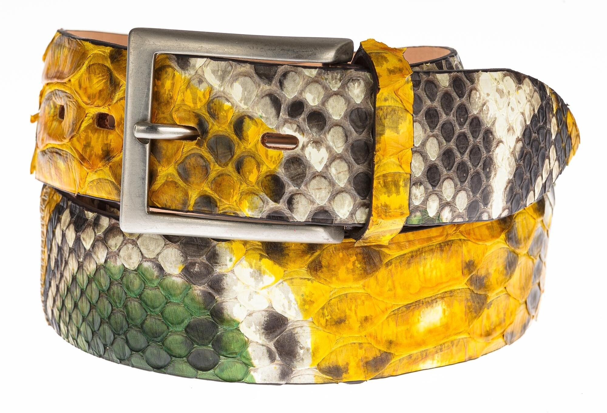 Gold Made In Italy Snake Skin Belt . Limited Edition Python Skin Belt Natural main image 3