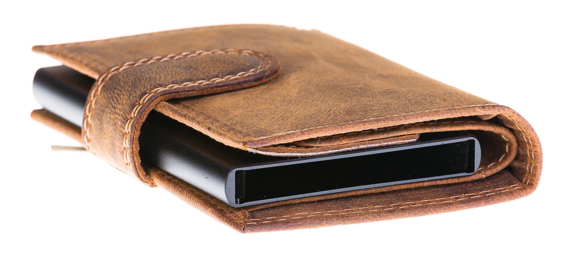 WOODBRIDGE Portafoglio Uomo In Pelle Marrone - Con Blocco RFID - Sottile E Minimalista - Confezione Regalo - 4