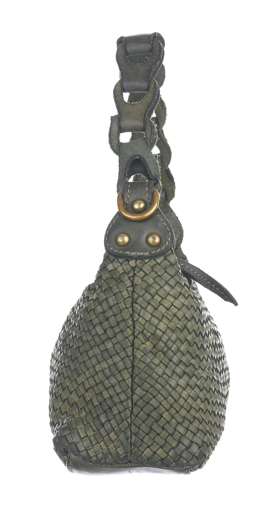 Genuine vintage leather bag for woman CINZIA SMALL, colour GREEN