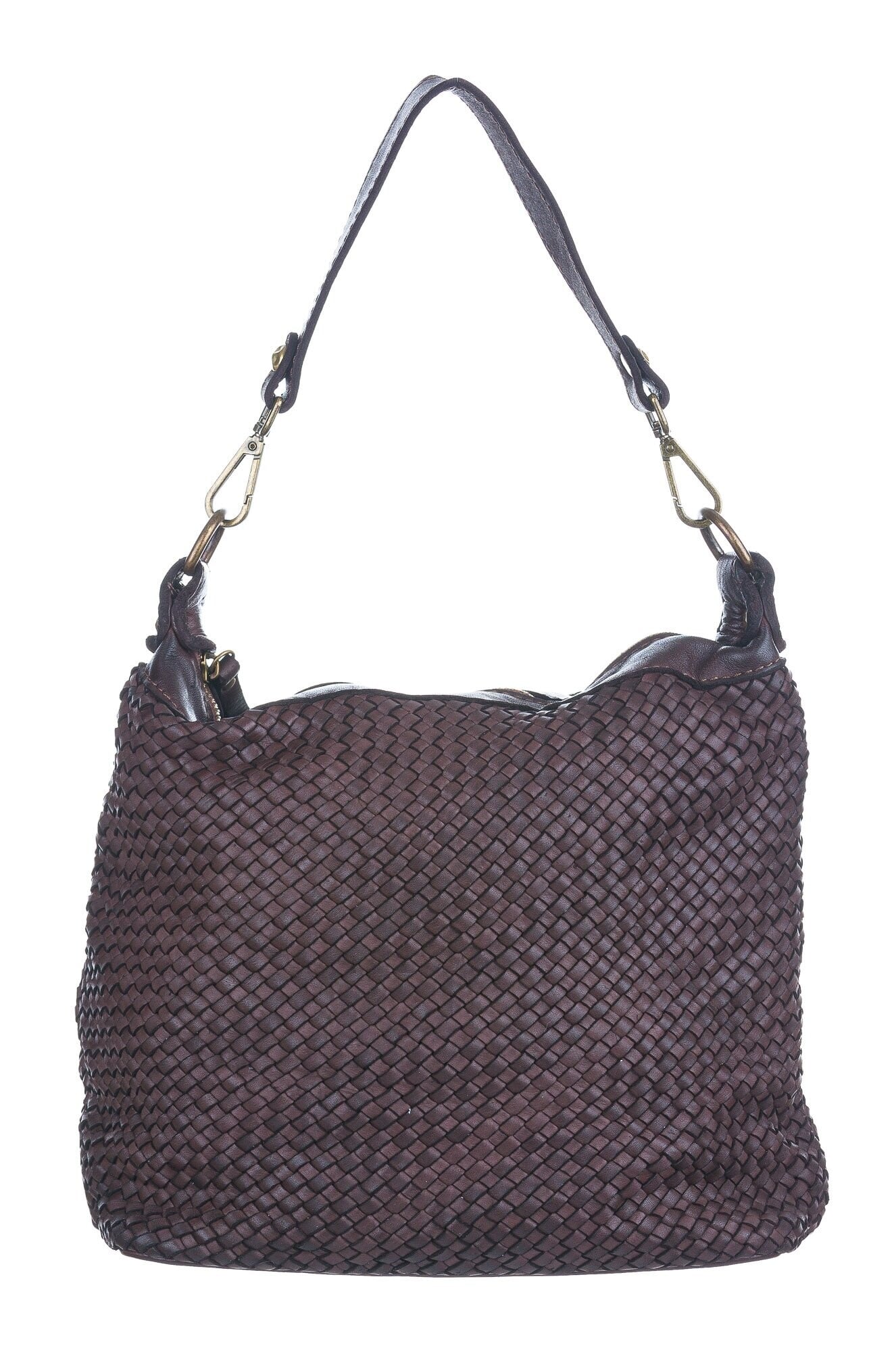 Genuine vintage leather bag for woman TESSA, colour DARK BROWN 