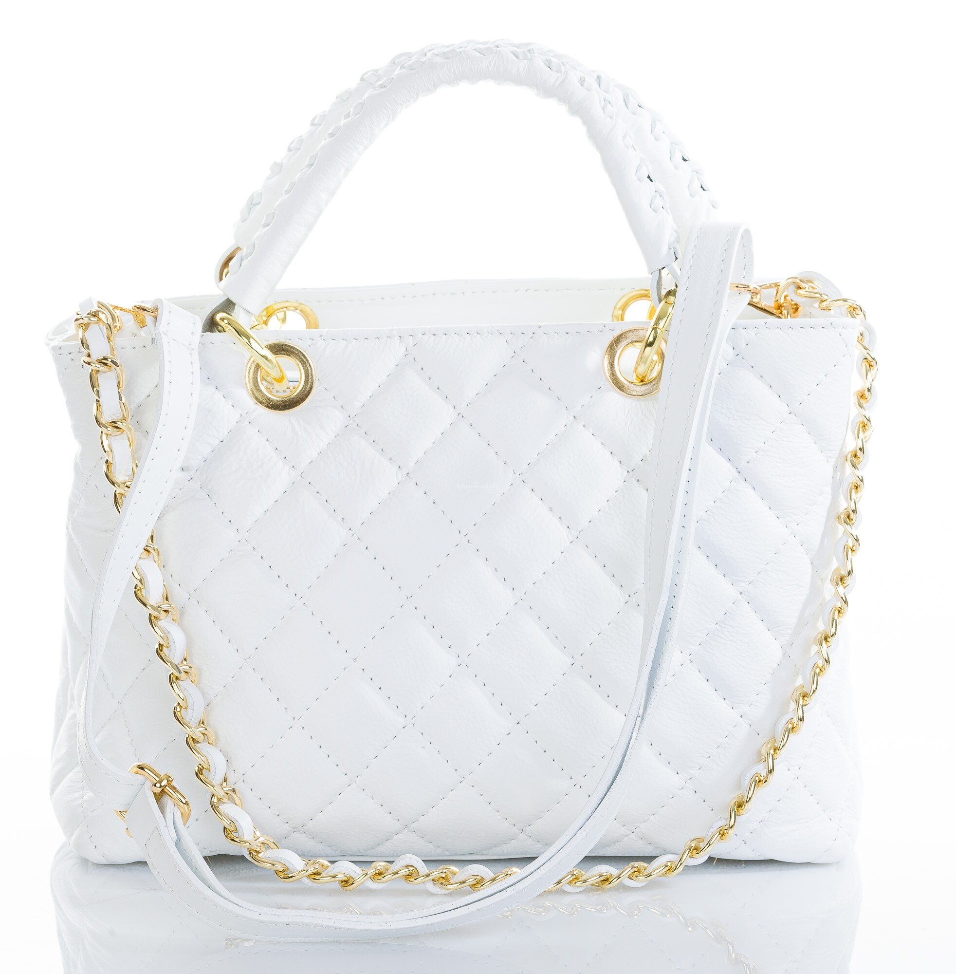 White genuine leather handbags deals