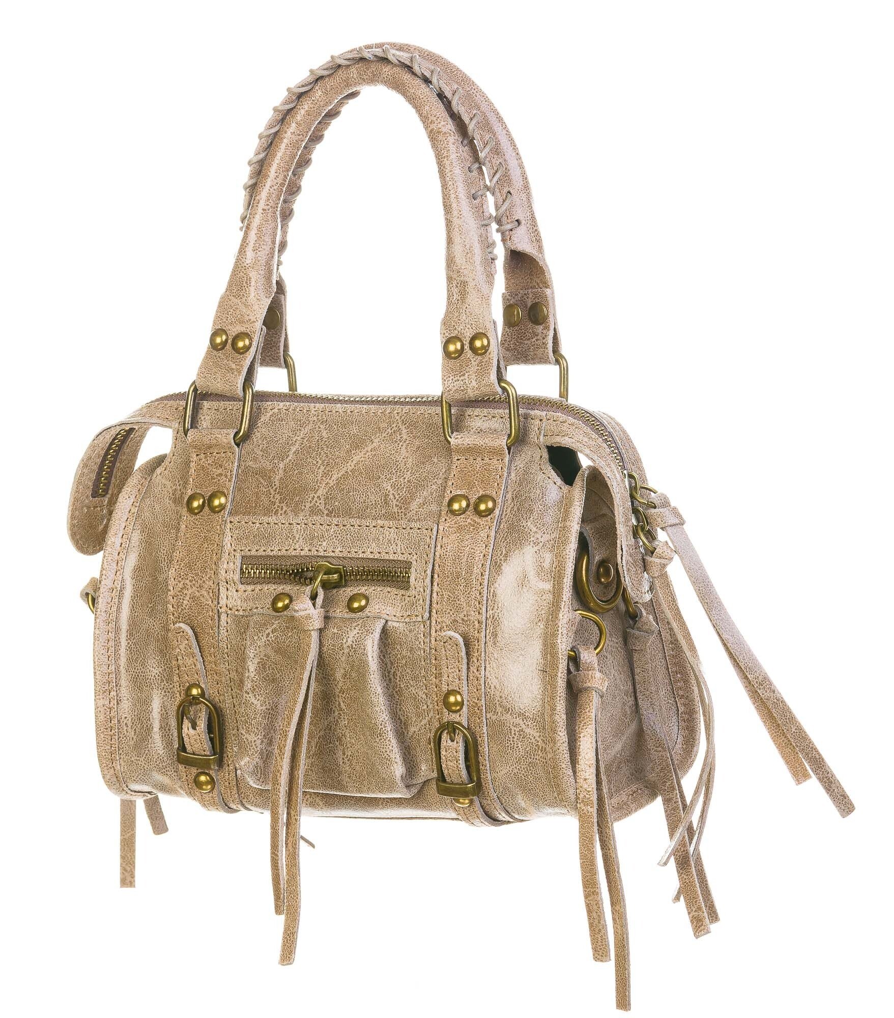 Genuine leather crossbody bag BELINDA SMALL color BEIGE CHIAROSCURO MADE IN ITALY MINI LEATHER BAGS Emporium Italy