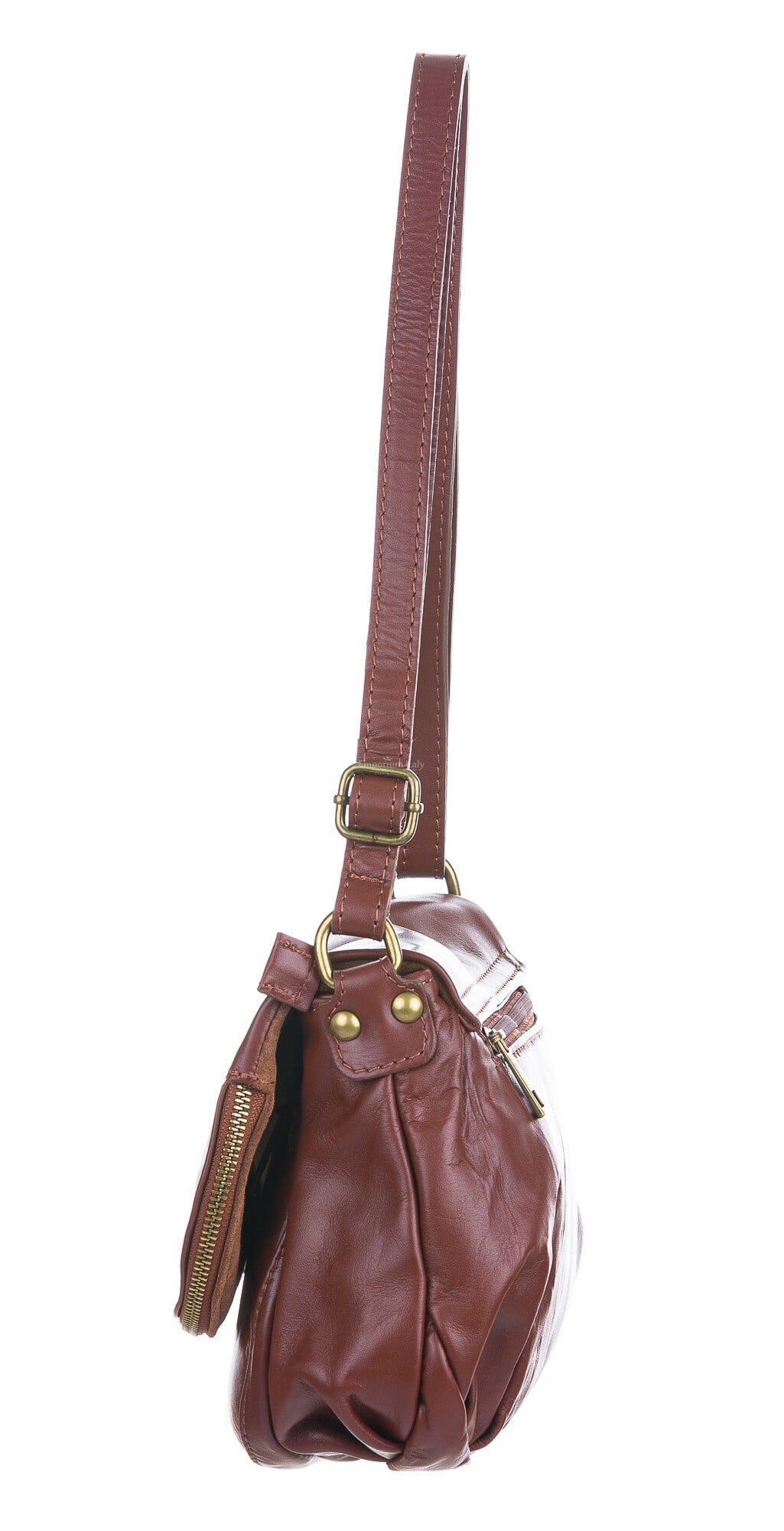 DIRRONA Borsa a Tracolla da Donna Moda Messenger Crossbody Bag PU Pelle Donna Viaggio Lavoro Shopping Design Con Nappe Borse da Donna Marrone A