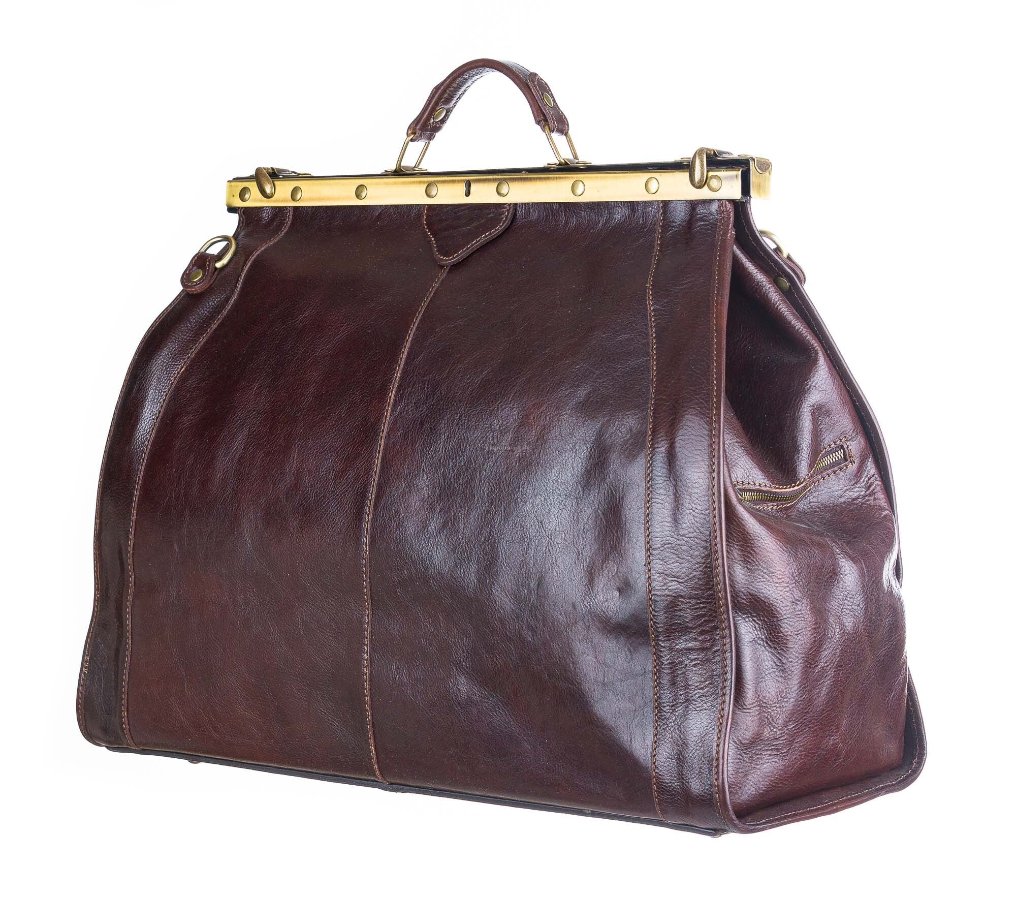Mens / Ladies travel bag buffered real leather mod. BORIS, DARK