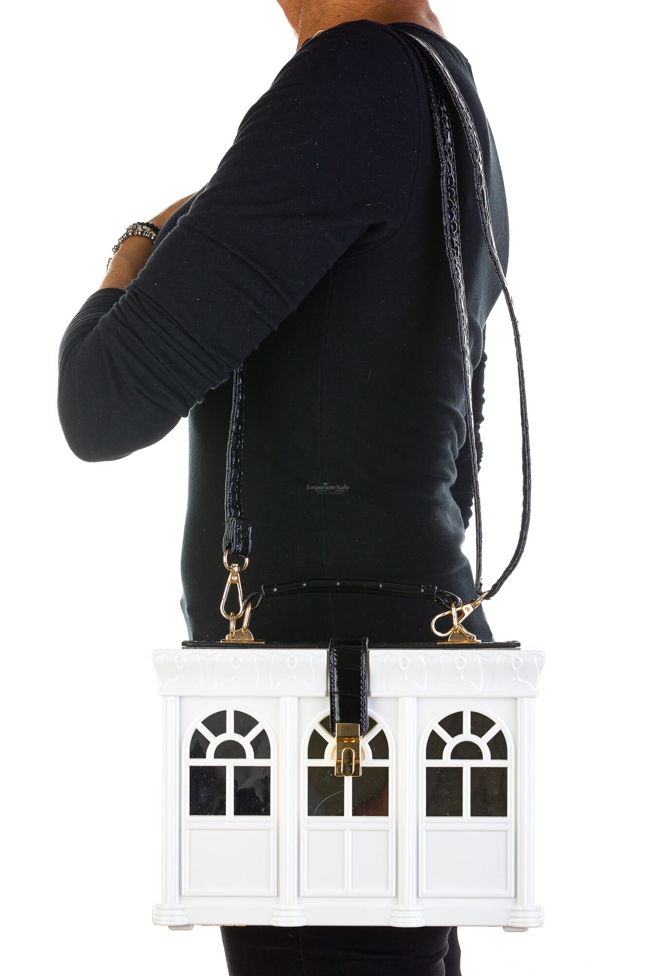 Borsa A Tracolla Steampunk Con Teschio – Borsa A Vita Punk 2 In 1 Con Rivetti Per Cellulare E Moto - 2