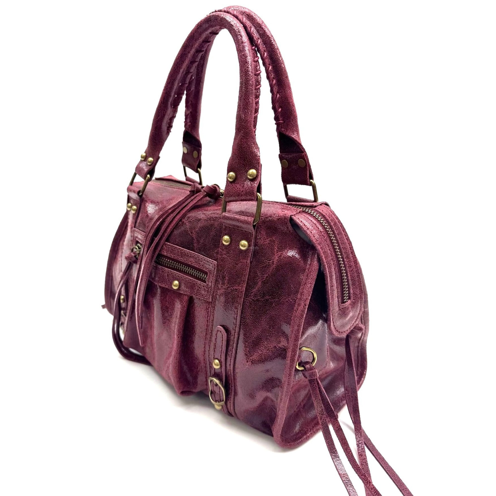 Genuine leather crossbody bag BELINDA MAXI, color BORDEAUX