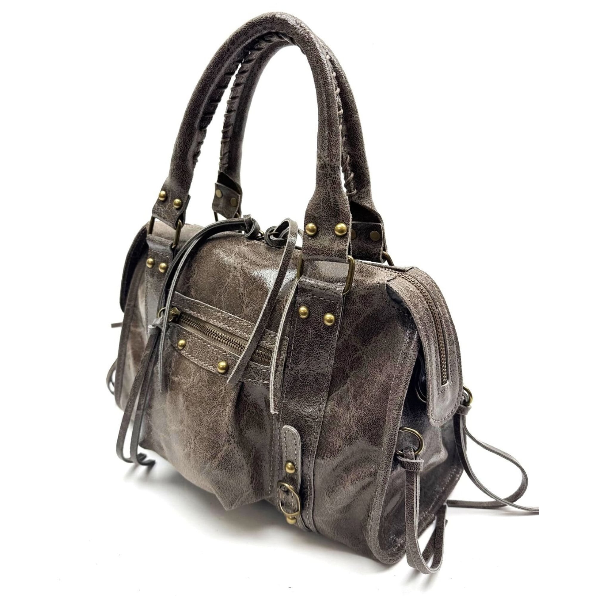 Genuine leather crossbody bag BELINDA MAXI, color TAUPE