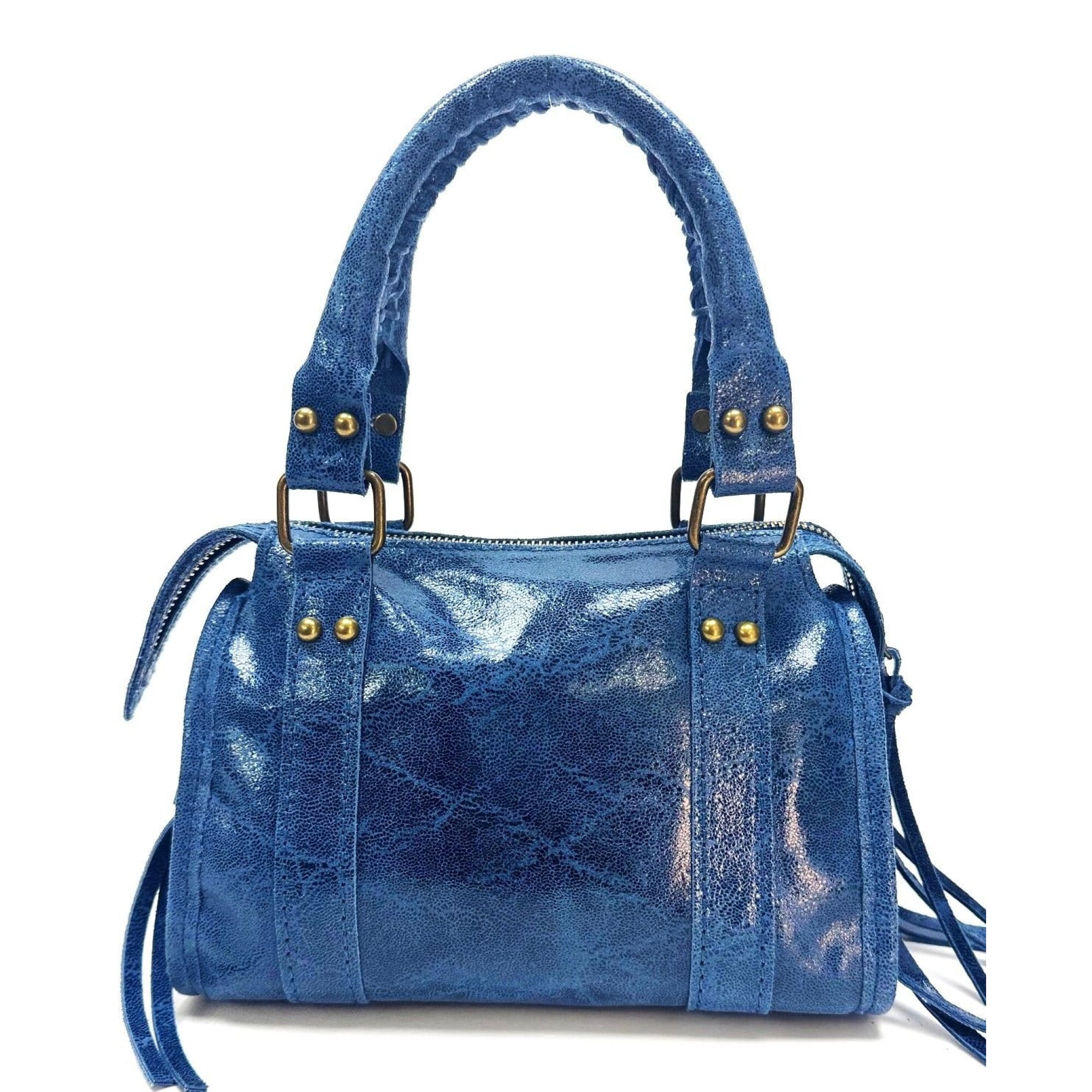 Genuine leather crossbody bag BELINDA SMALL, BLUE COLOR