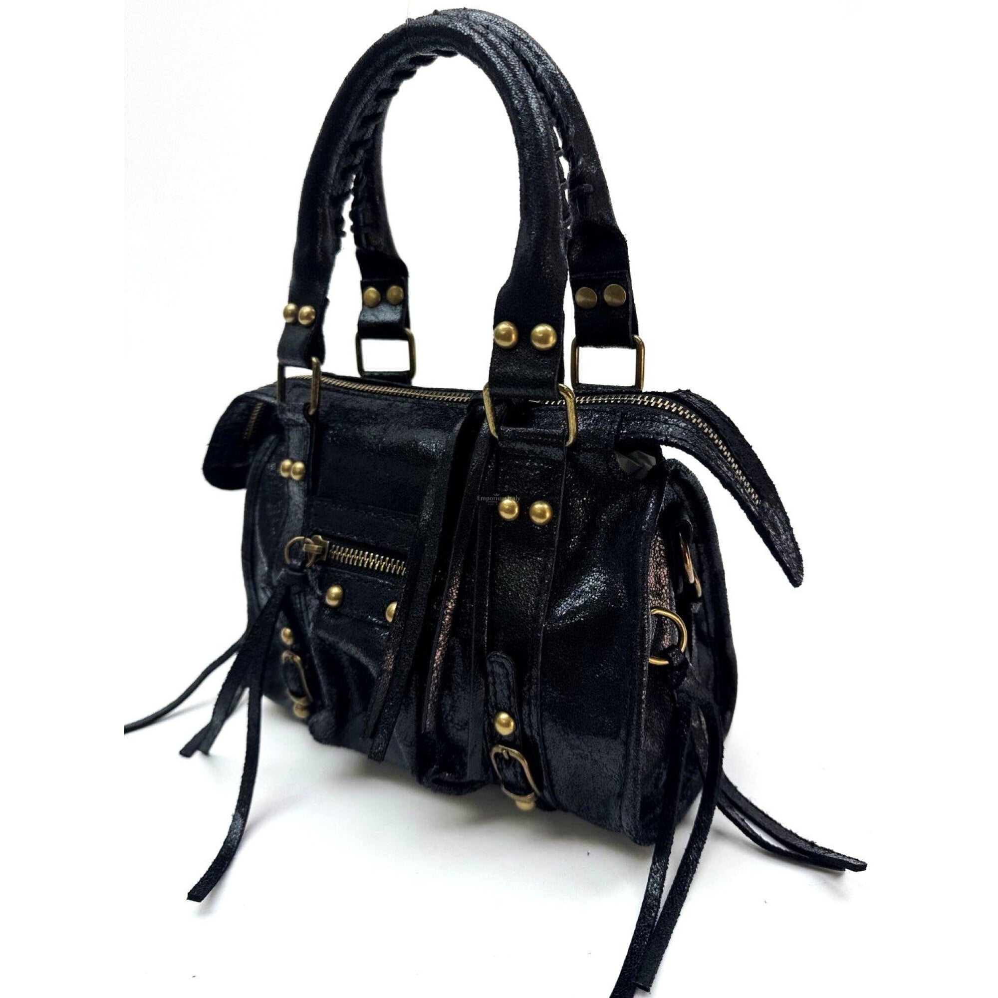 Genuine leather crossbody bag BELINDA SMALL, color BLACK