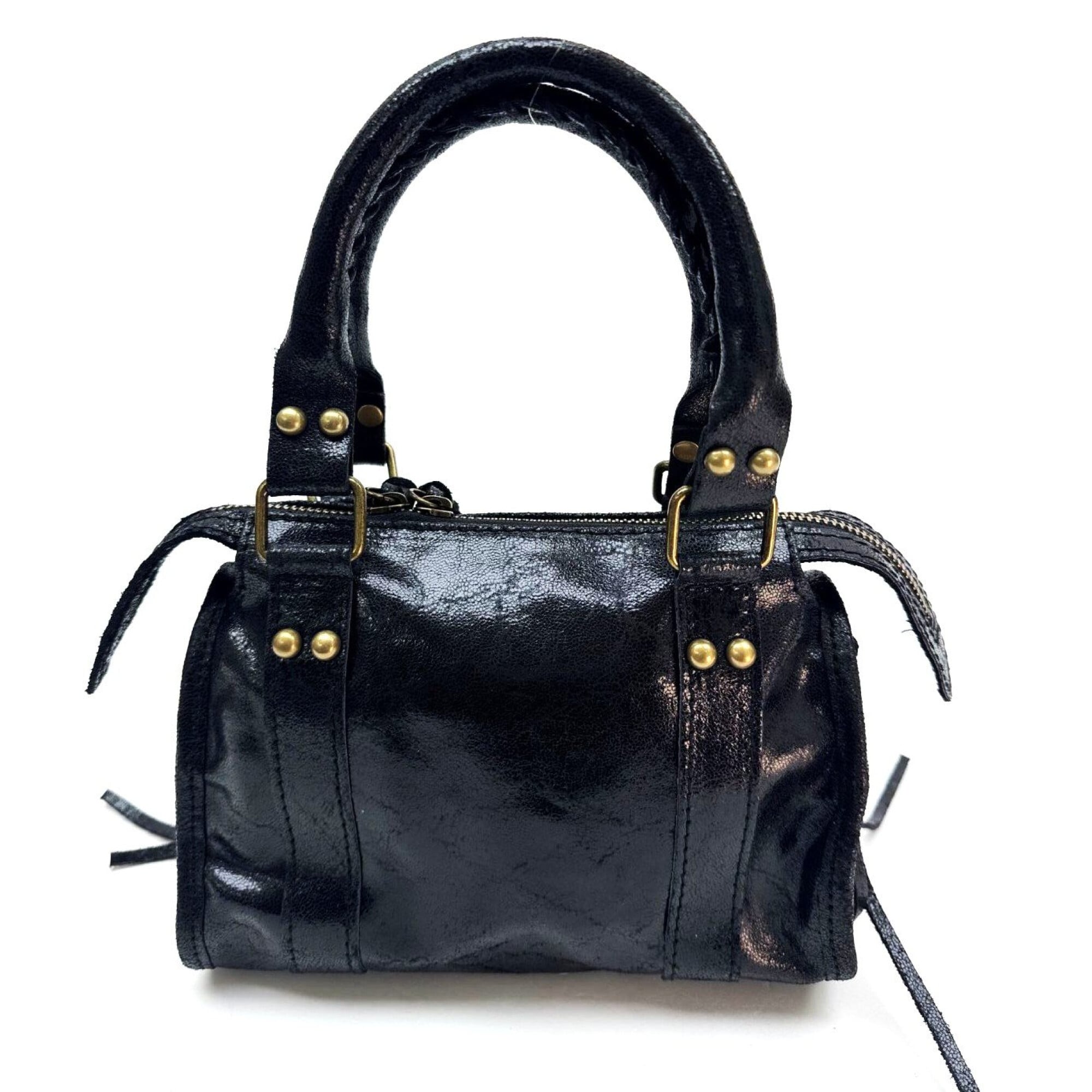 Genuine leather crossbody bag BELINDA SMALL, color BLACK