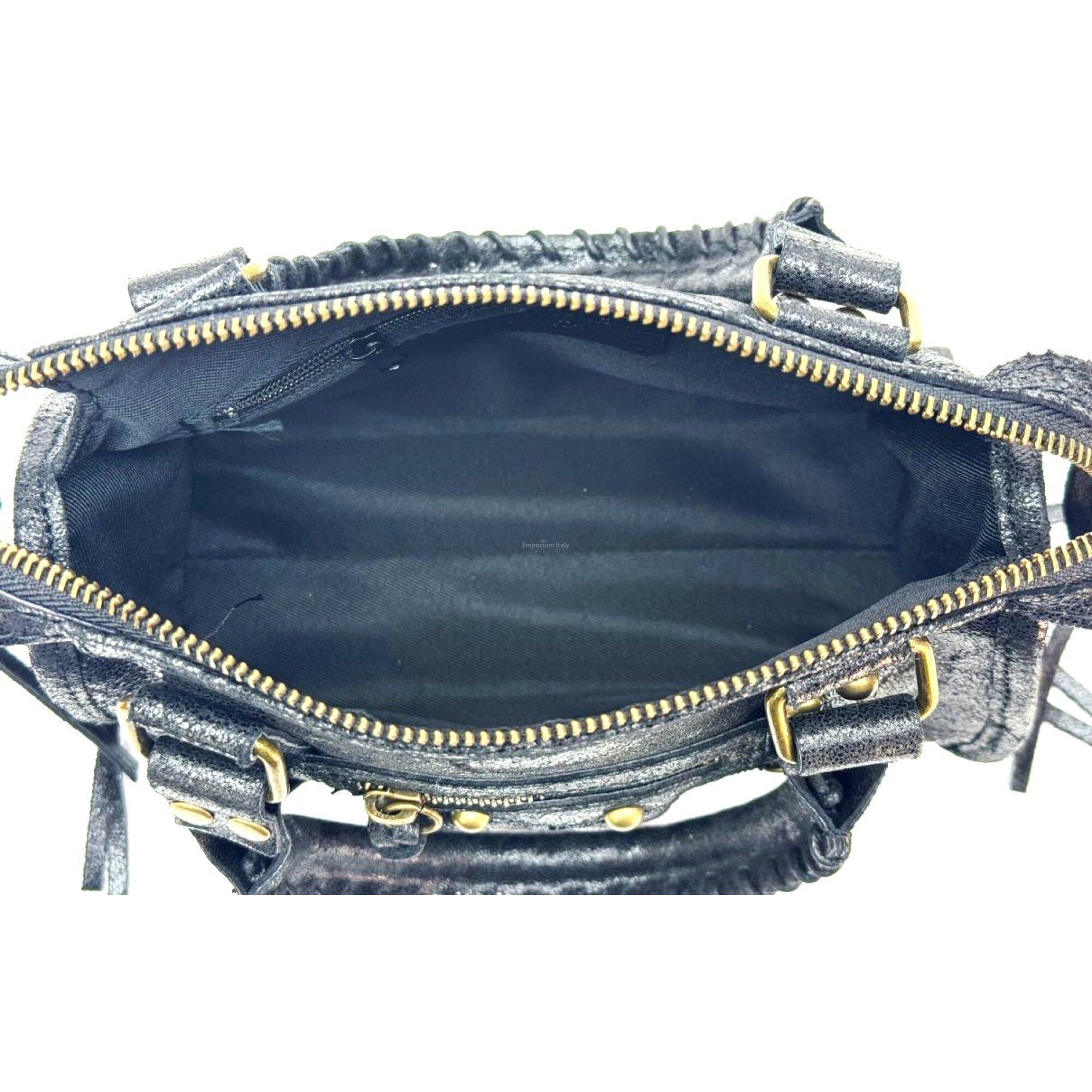 Genuine leather crossbody bag BELINDA SMALL, color BLACK