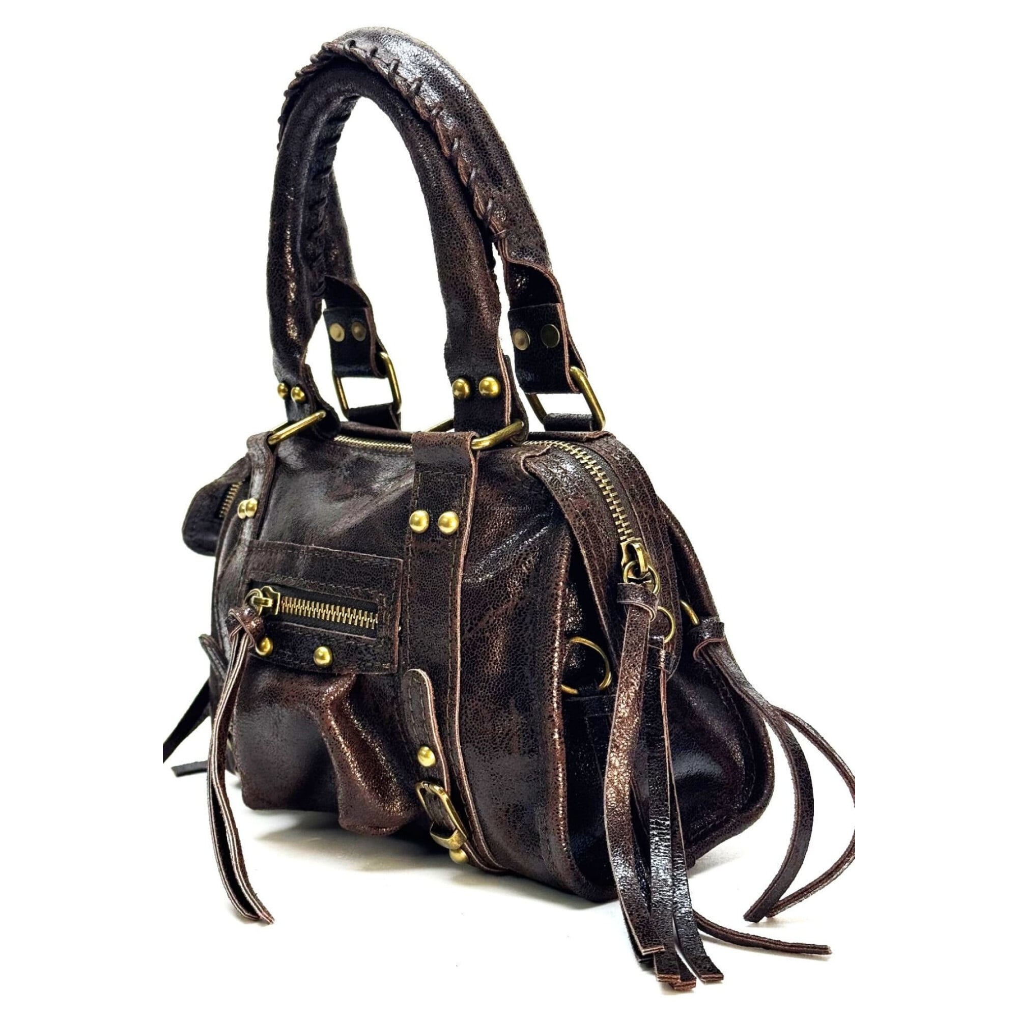 小物 belgattomi Genuine leather crossbody bag BELINDA SMALL, DARK BROWN COLOR