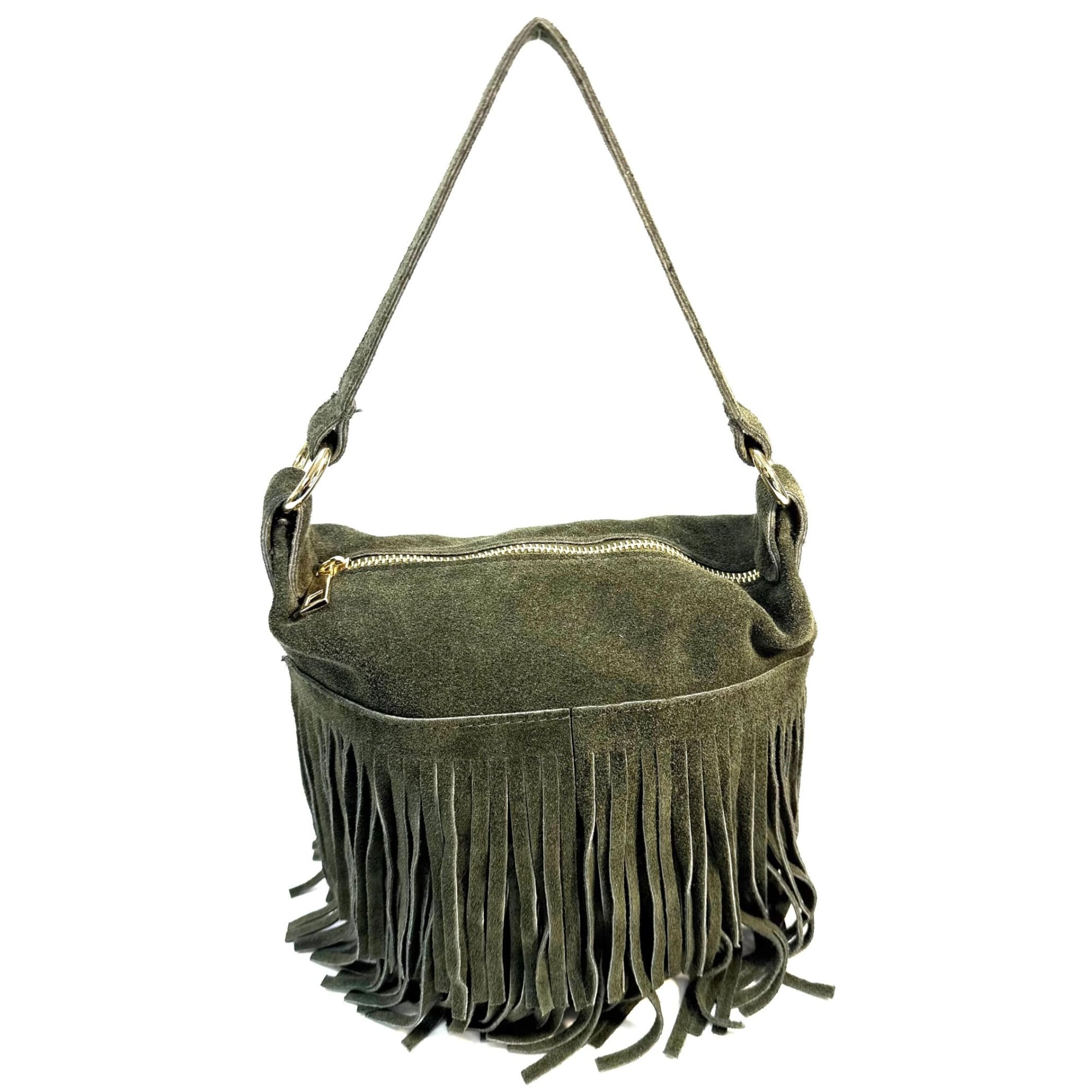 Small bag in genuine suede leather, MONY model, color GREEN 