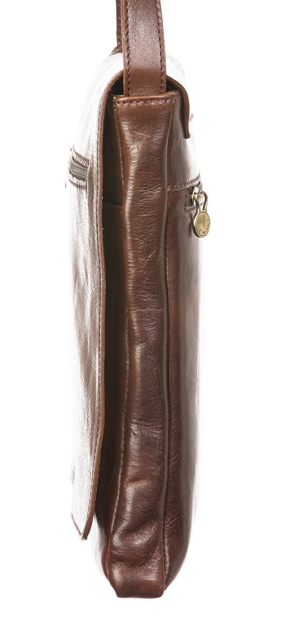 Mens genuine leather bag CHIAROSCURO mod. RONI, DARK BROWN, Made in ...