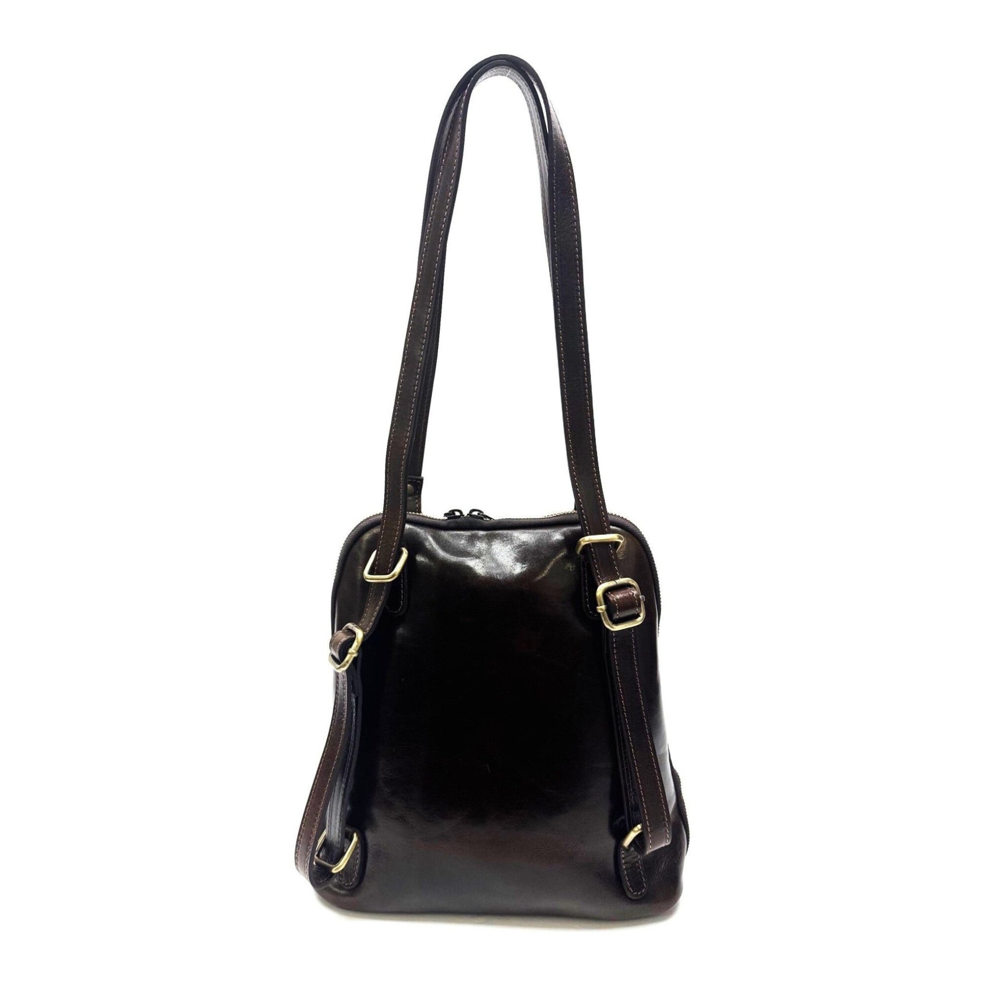 Borse In Pelle - Black Italian Leather Backpack Purse with Gold Zippers Emporium Italy | ITA Vendita Backpack buffered real leather  main image 3