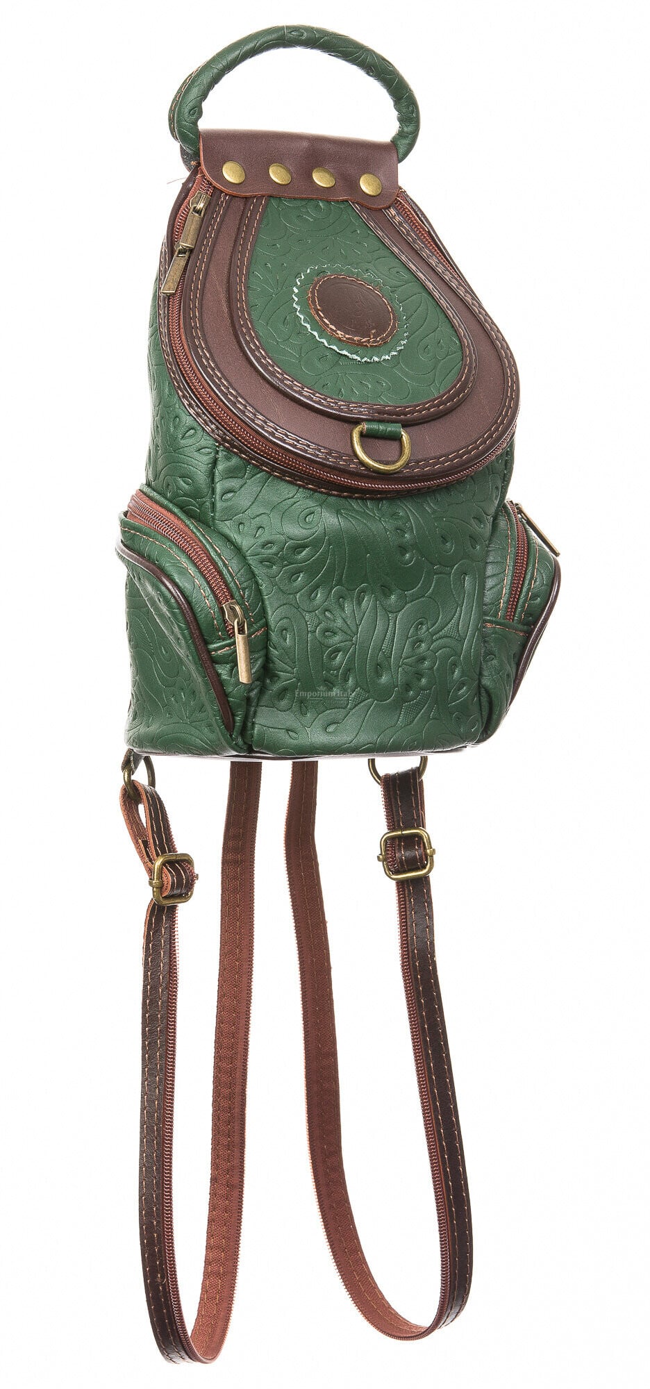 Genuine leather backpack for woman MONTE HALLA SMALL, GREEN  display picture 1