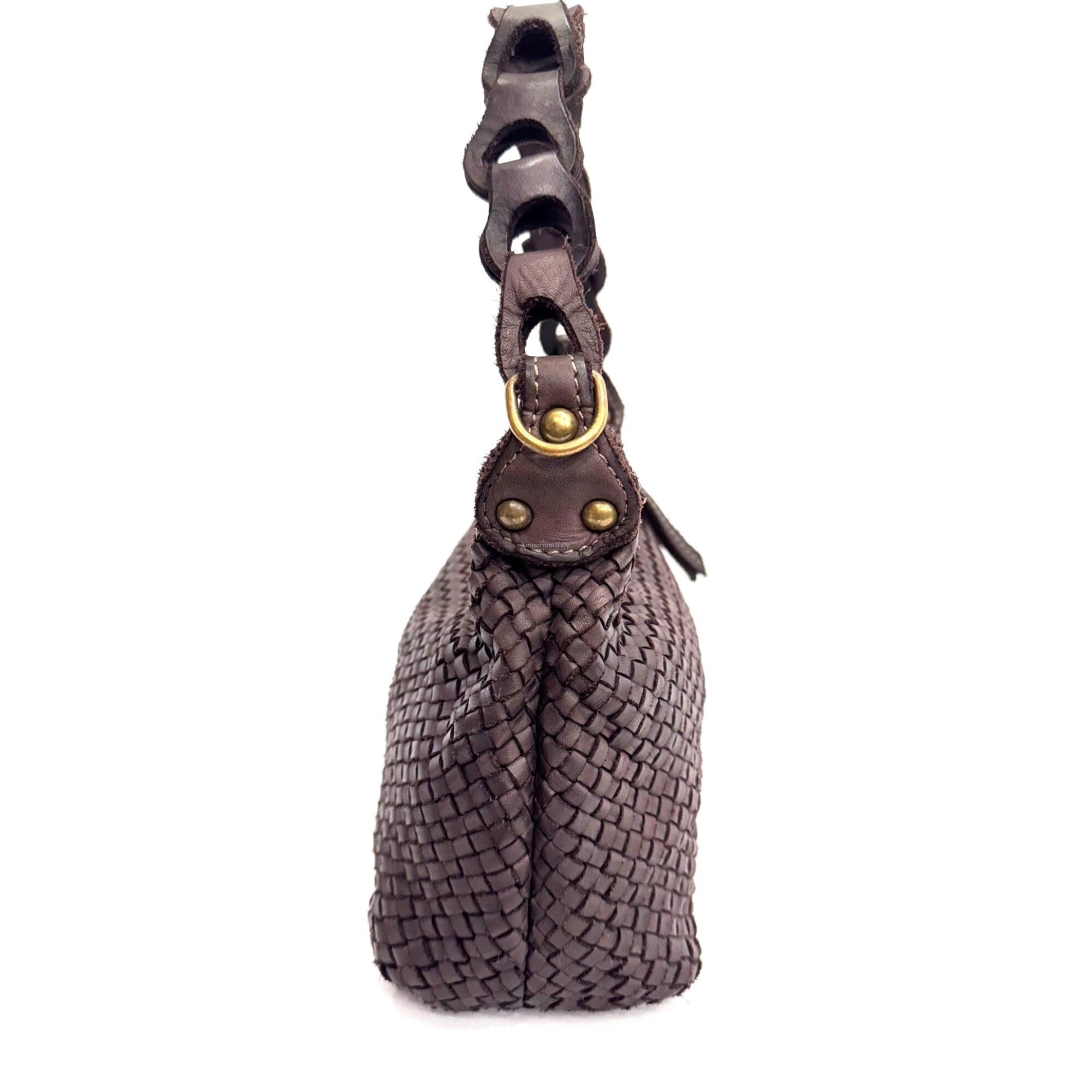 Genuine vintage leather bag for woman CINZIA SMALL, colour DARK