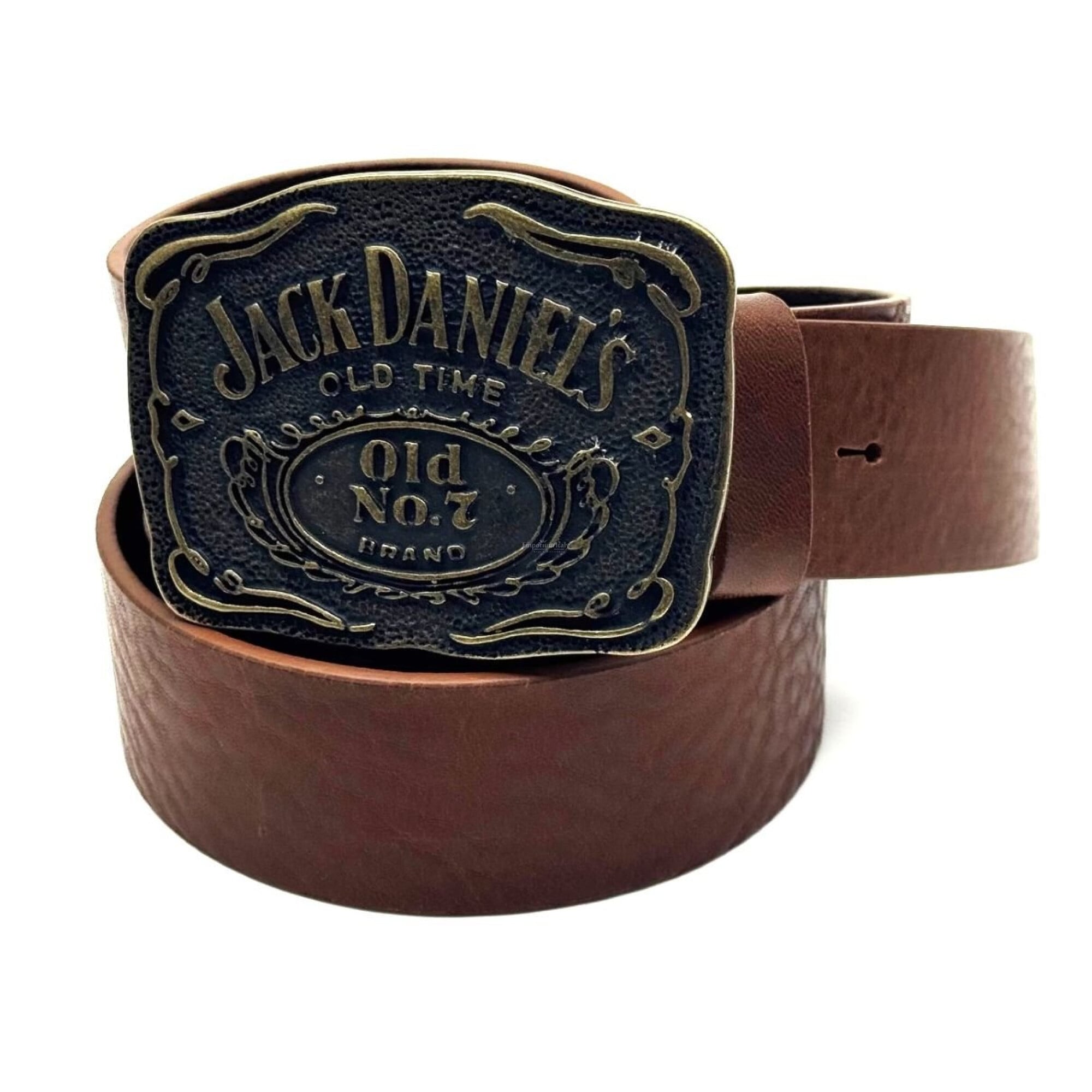 小物 Made in Italy Design leather belt Genuine leather belt for man OREGON - JACK DANIEL'S, BROWN