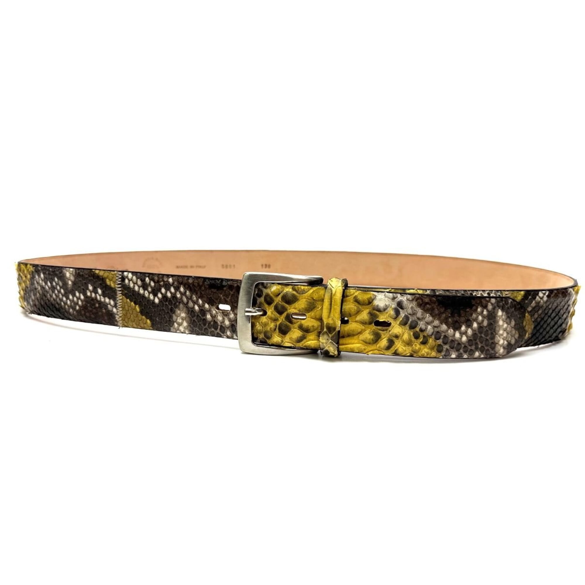 Mens python real leather belt mod. BEIRUT, CITES, YELLOW 