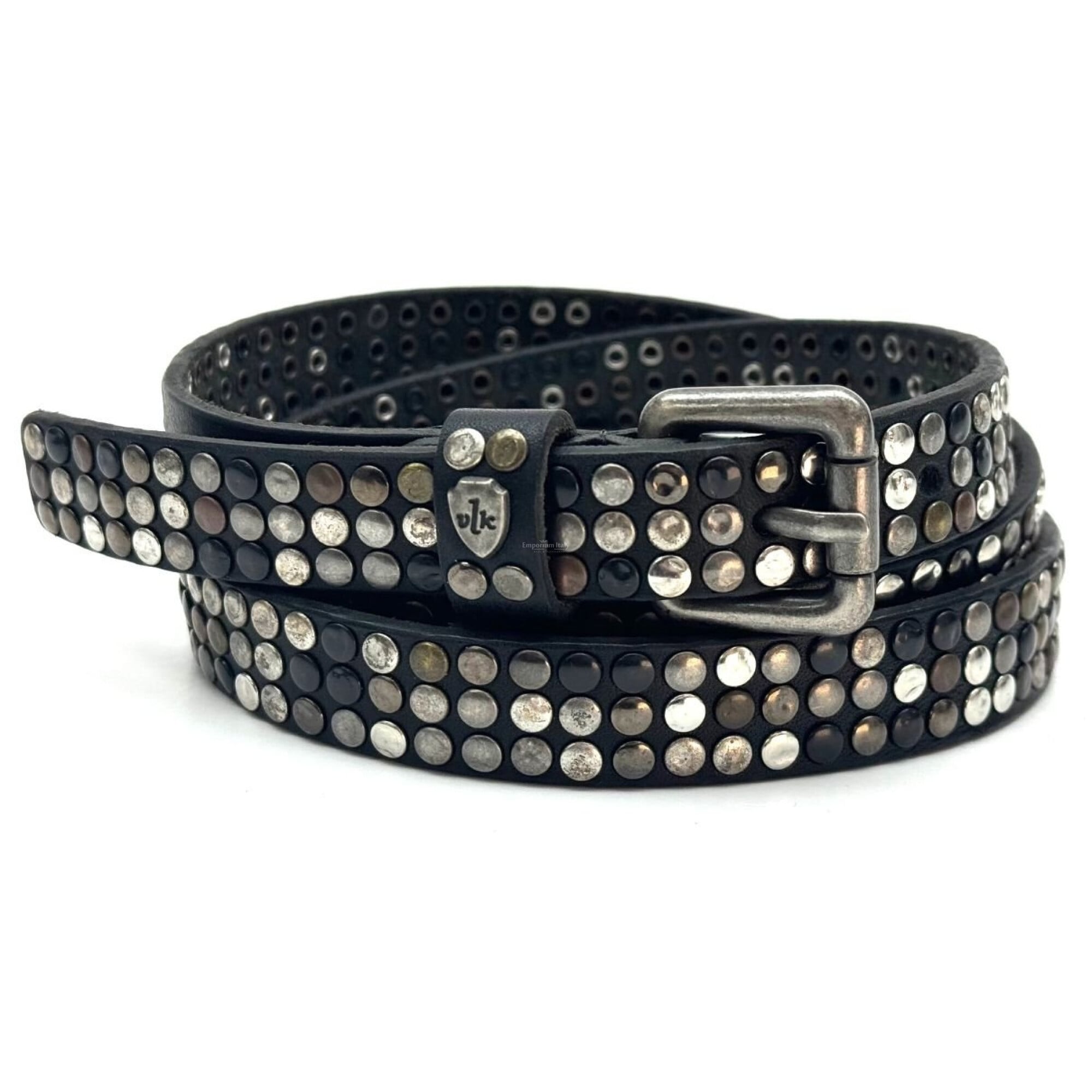 Vintage leather belt with metal detailing Will Leather Goods Vintage Washed Belt - Black | Casual  main image 3