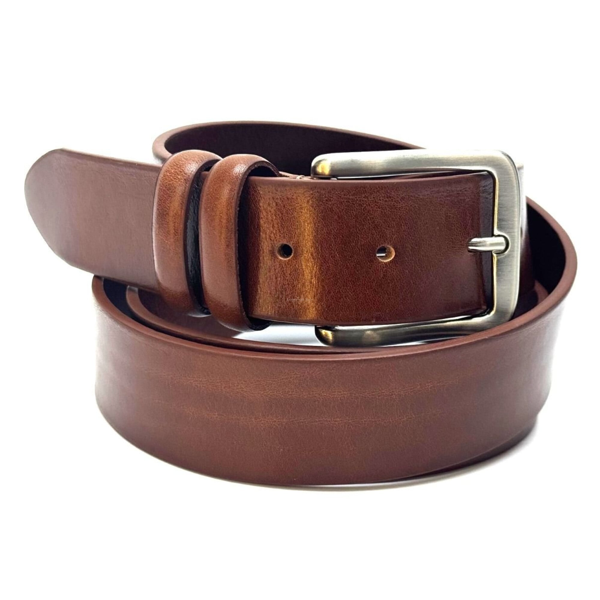 Mens buffered real leather belt mod. TARANTO, colour BROWN