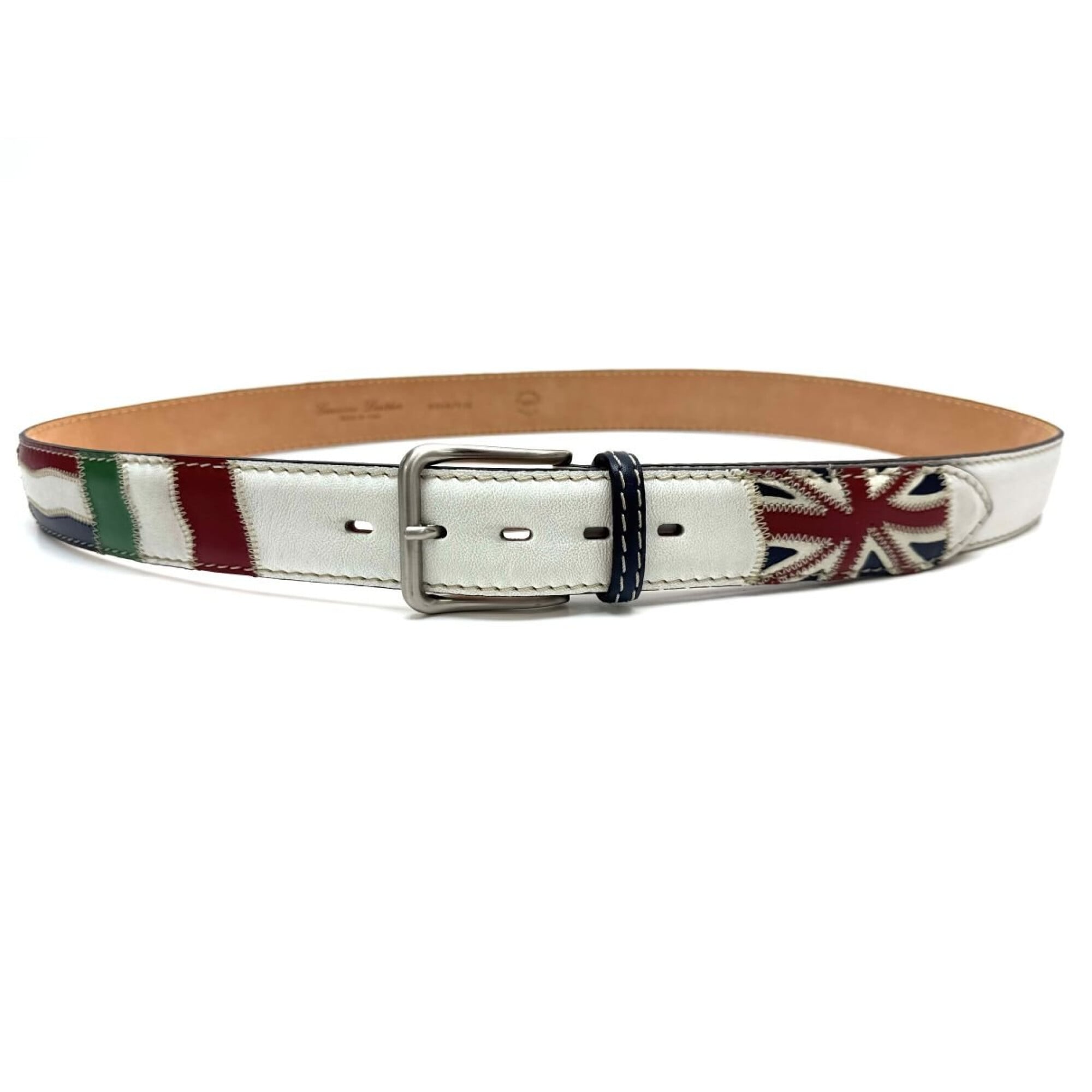 Genuine leather belt for man BASILEA, WHITE colour, with 