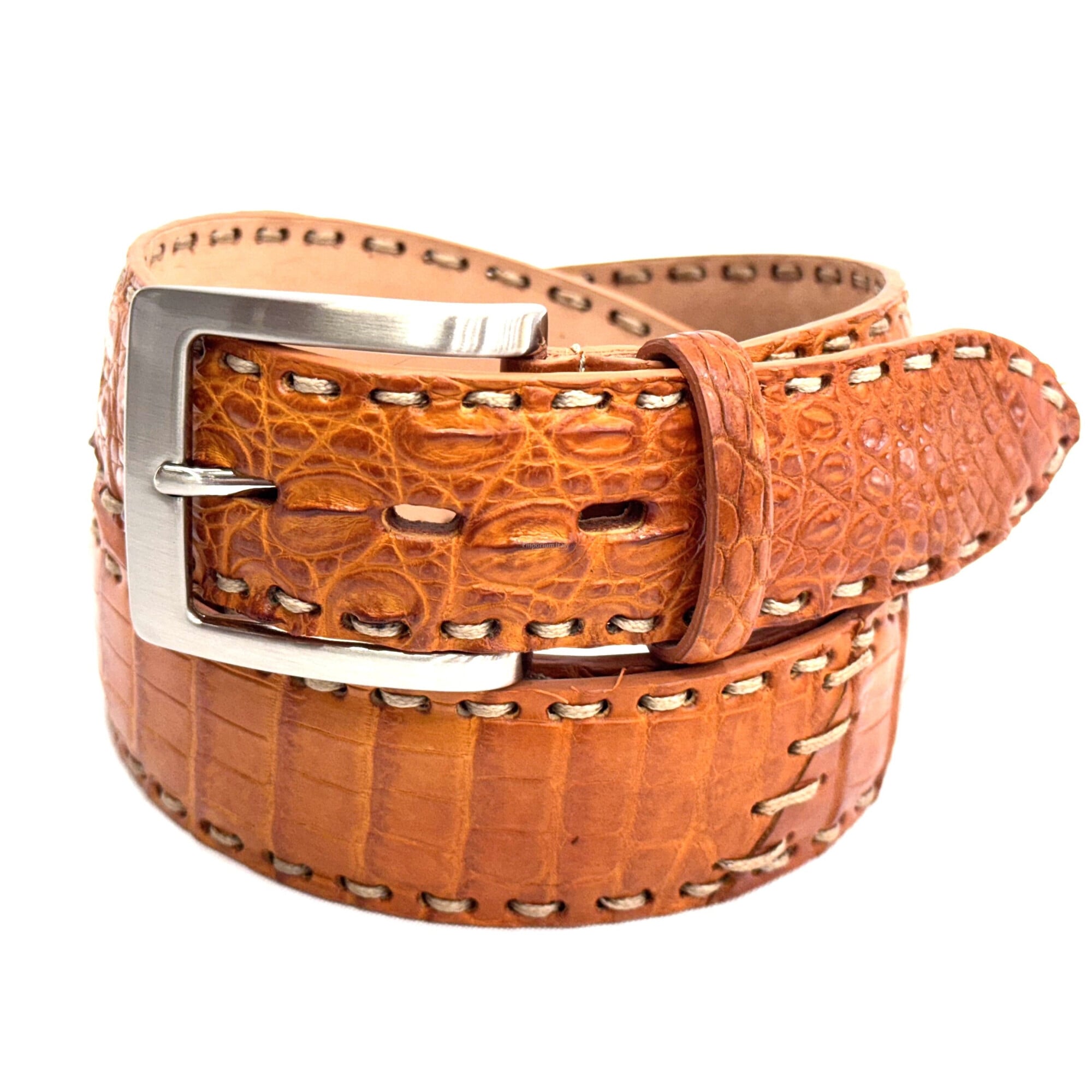Genuine alligator skin belt for man NAIROBI, CITES, HONEY colour