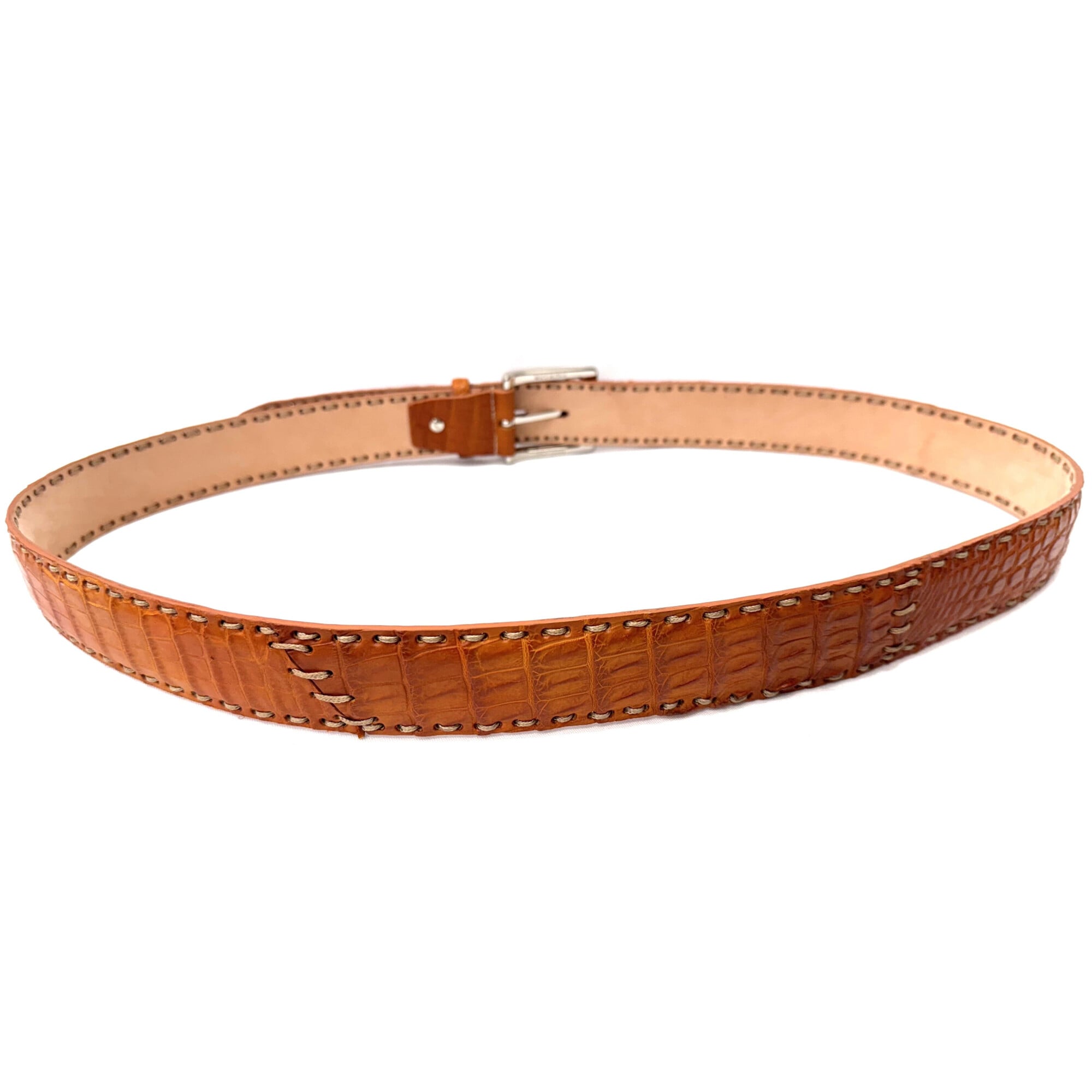 Vera Pelle Brown Crocodile Embossed Leather Belt MILLA CROCO LEATHER BELT | B-low The Belt main image 2