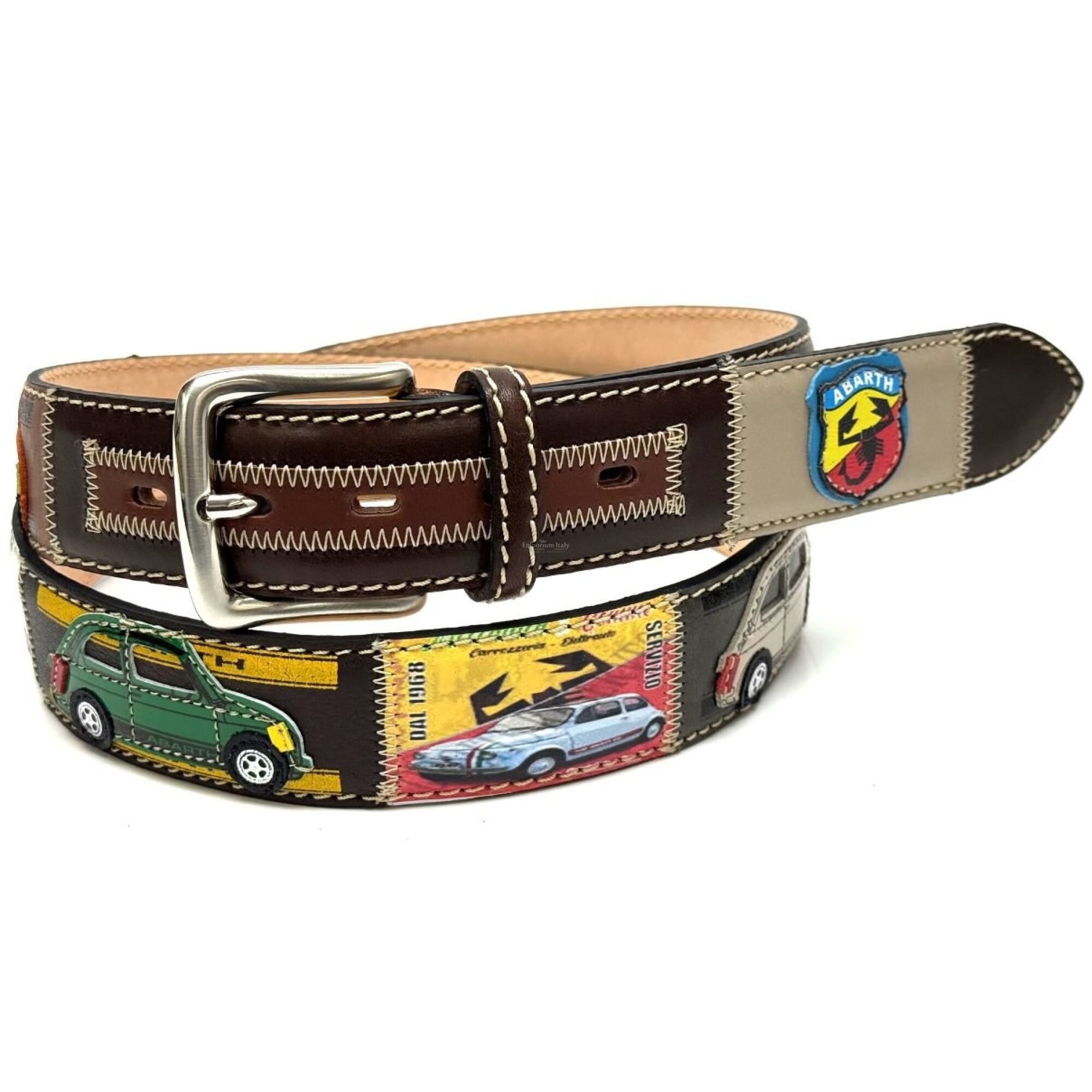Genuine leather vintage belt for man DUBAI, color MULTICOLOR, with