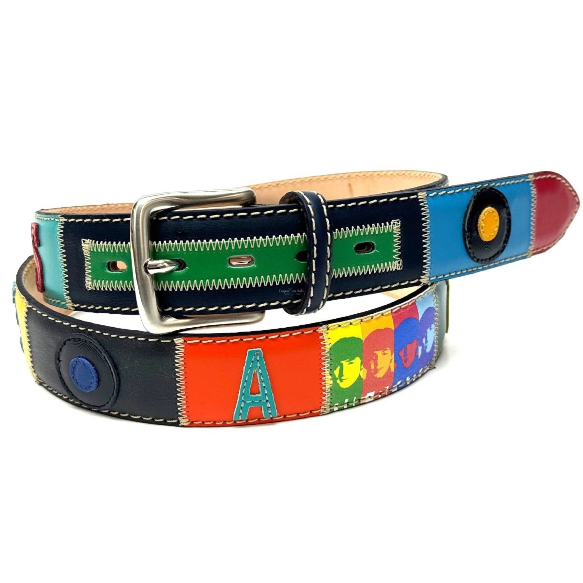 Vintage 1970s Multicolor Suede Striped Belt - Made in Hong Kong - Size 30-32 c21 1970s Wide Grommet Double Prong Buckle Burgundy Suede  main image 2