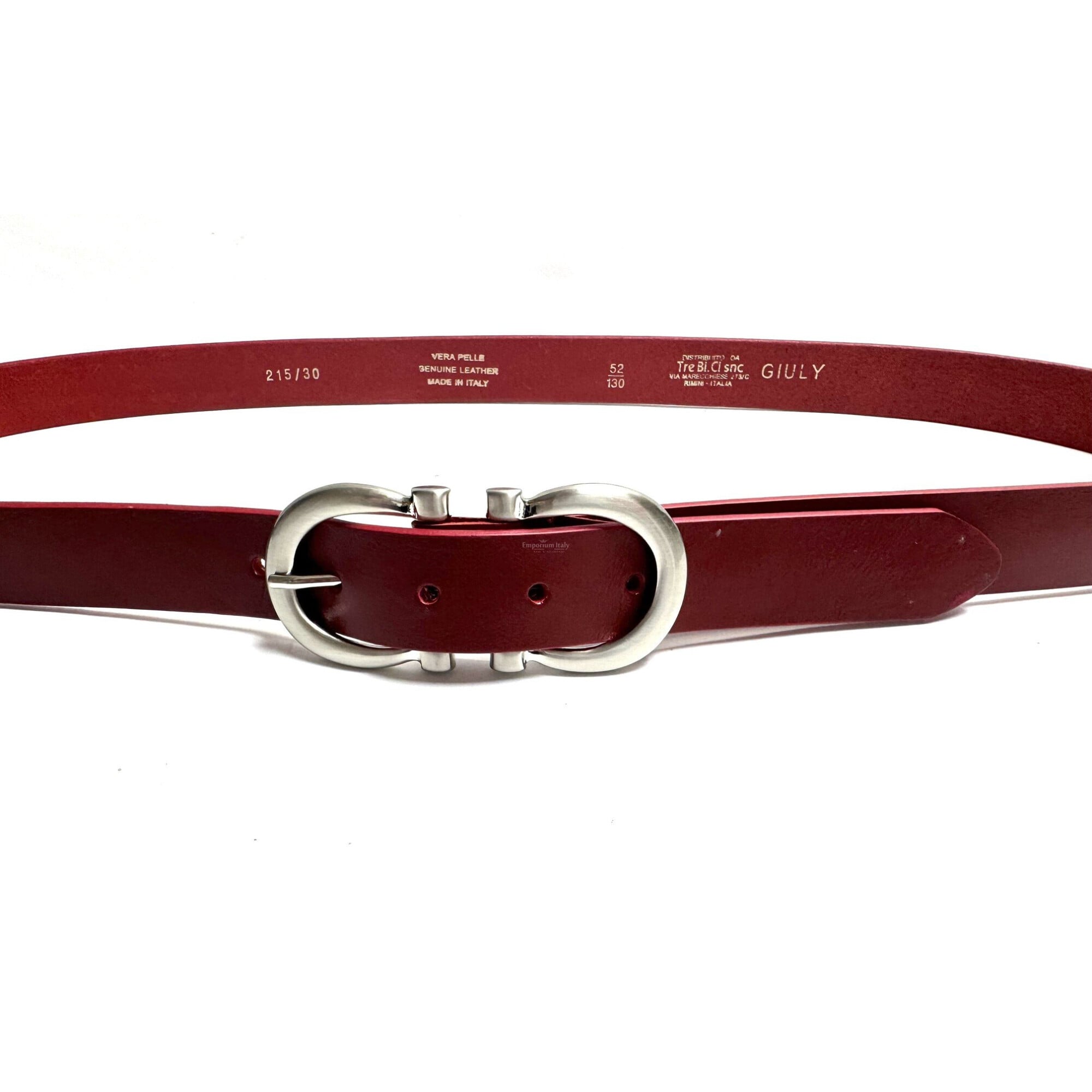 1277- Women Genuine Italian Leather Belt Luna, Made In France- Red, 110 Cm Iris Snaffle-Trim Leather Belt-RED | Boden USA main image 2