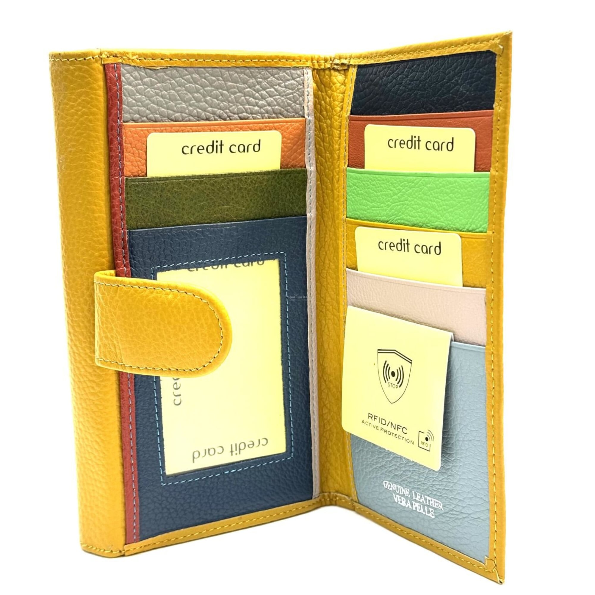 Portafoglio Donna A Tre Pieghe Con Stampa Floreale, Piccolo E Compatto, In Pelle PU, Con Finestra Porta Documenti E Tasca Porta Contanti, Colore Giallo - 4