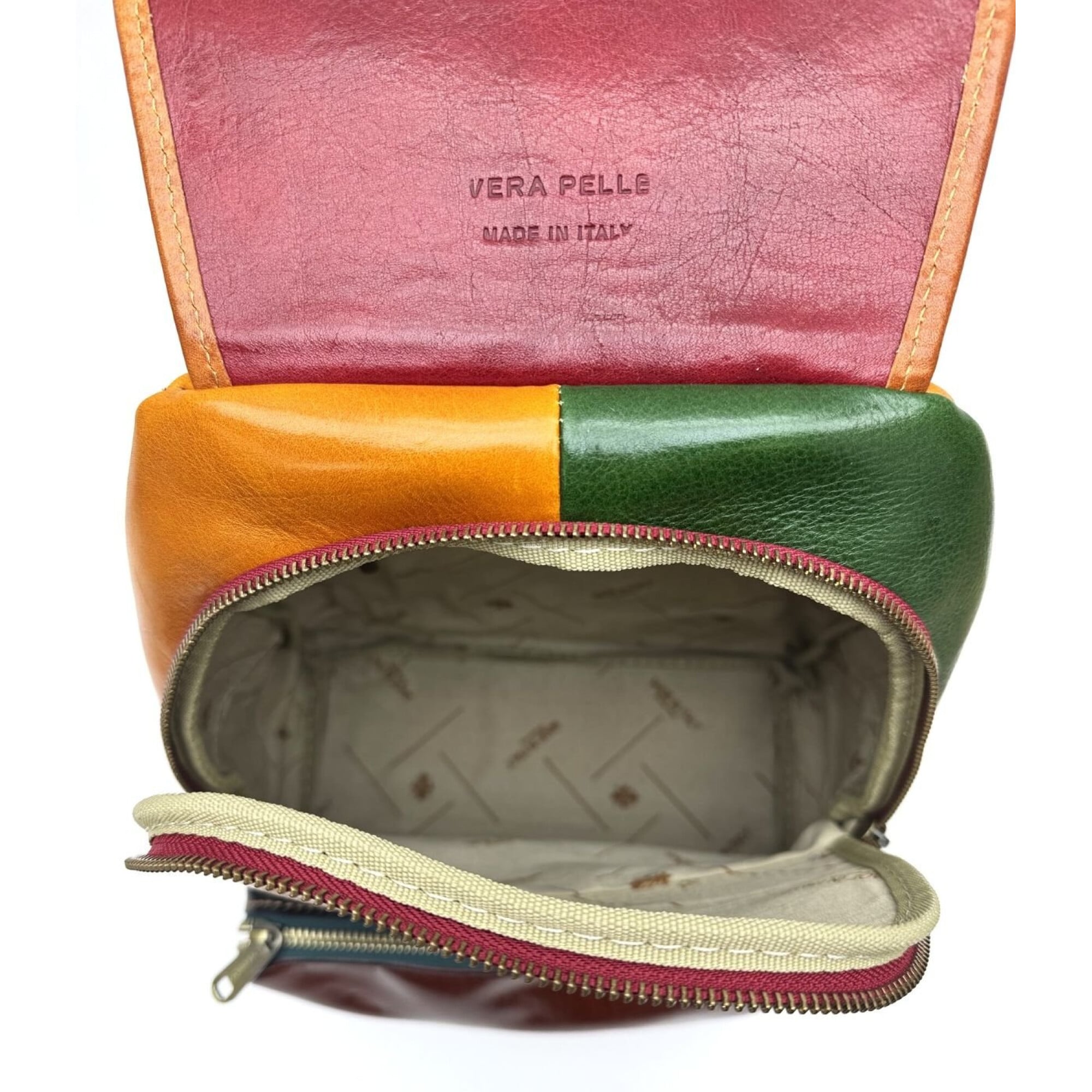 Marni Color Block‎ Leather Parachute Backpack Purse Italy Marni Leather Balloon Bag in chocolate & khaki. Crossbody  main image 3