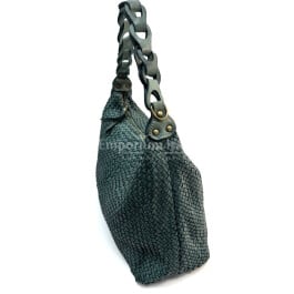 Genuine vintage leather bag for woman CINZIA BIG, colour GREEN