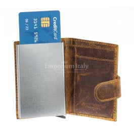 OFAMOUS Portafoglio da uomo in pelle con tasca portamonete Flip Up ID finestra blocco RFID sottile Bifold carta di credito tasca frontale portafoglio, cachi scuro, minimalista