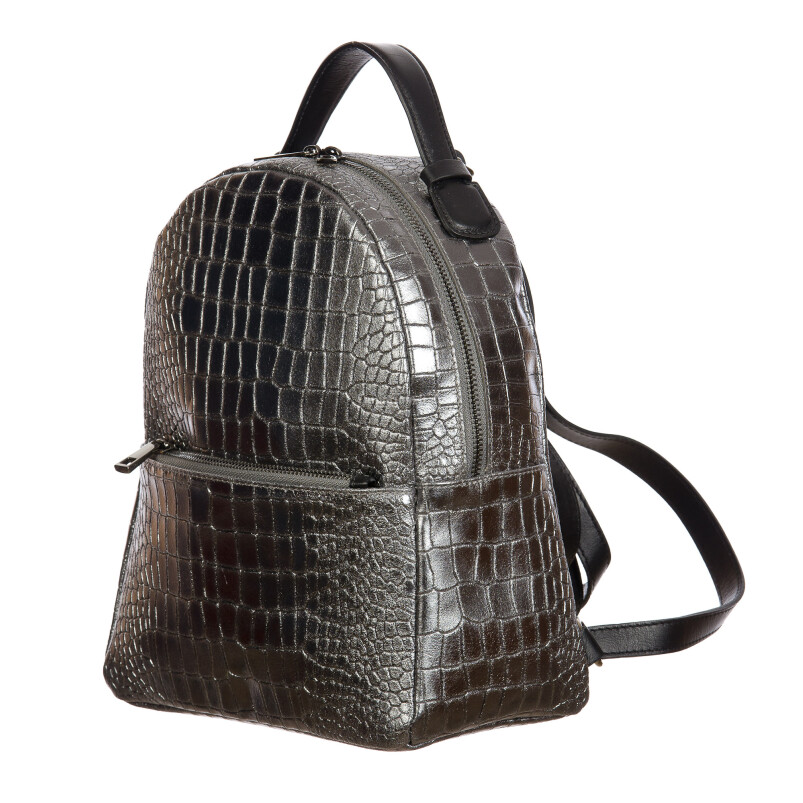 Monte NEVIS : ladies backpack, soft leather, color : SILVER, Made in Italy