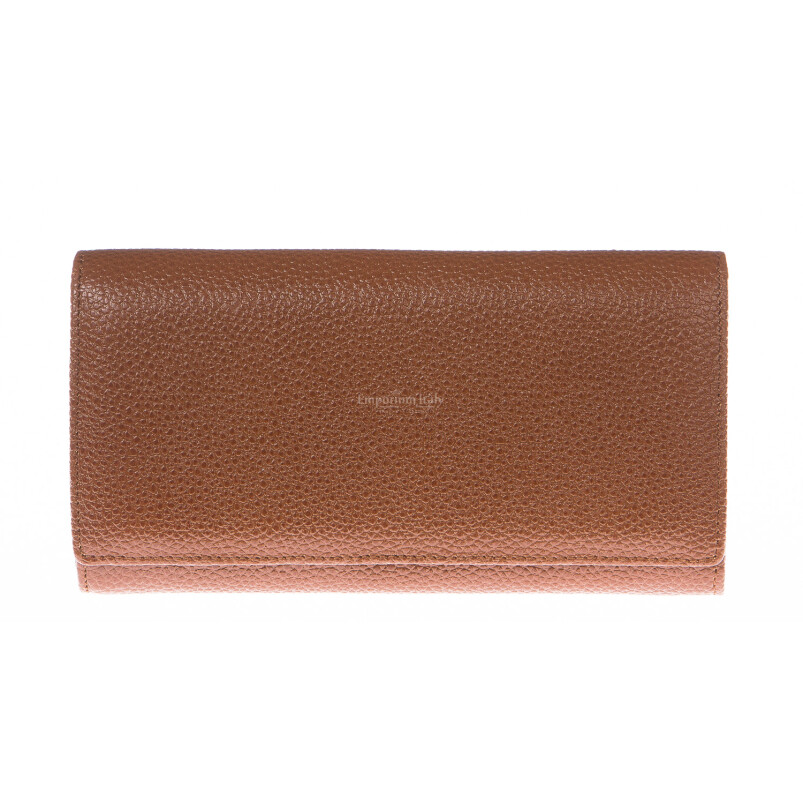 Ladies wallet in genuine traditional leather SANTINI mod ORCHIDEA color BROWN, Made in Italy.