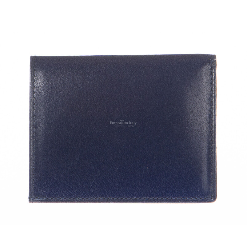 Mens / Ladies wallet in genuine traditional leather SANTINI mod ARGENTINA, color BLUE, Made in Italy.