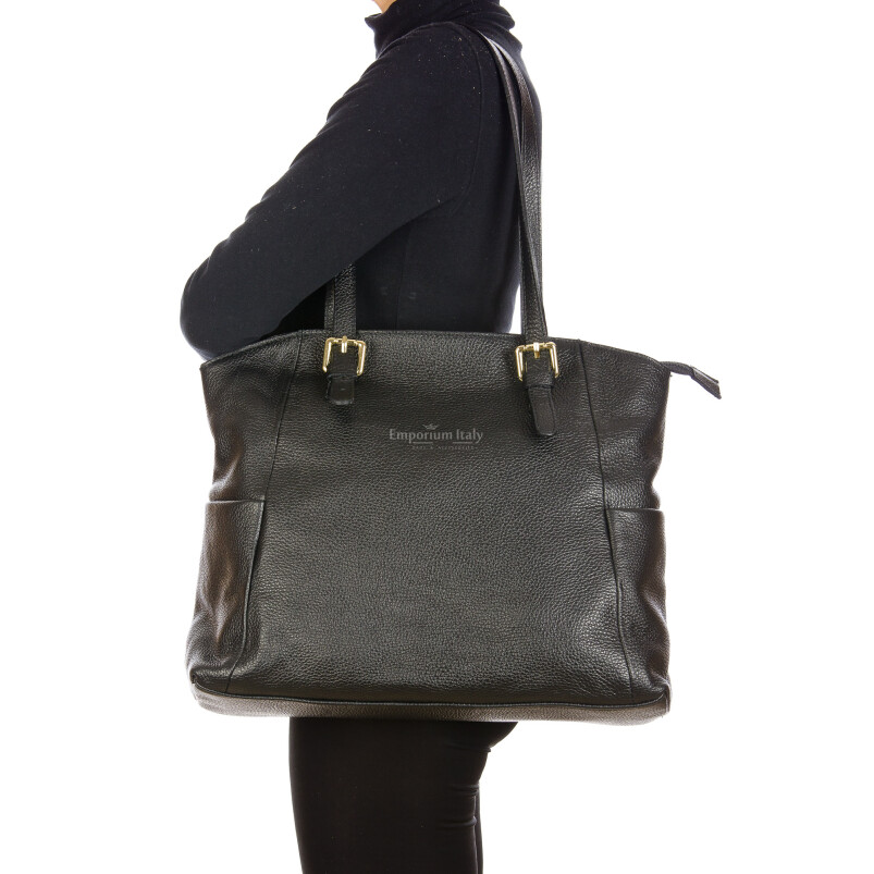 CLERY : женская сумка на плечо из мягкой кожи, цвет : ЧЁРНЫЙ, производство Италия
