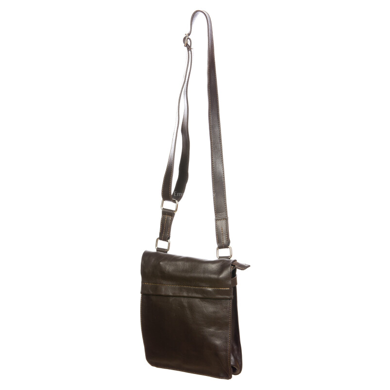 ETTORE : men's crossbody bag in soft leather, color : DARK BROWN, Made in Italy