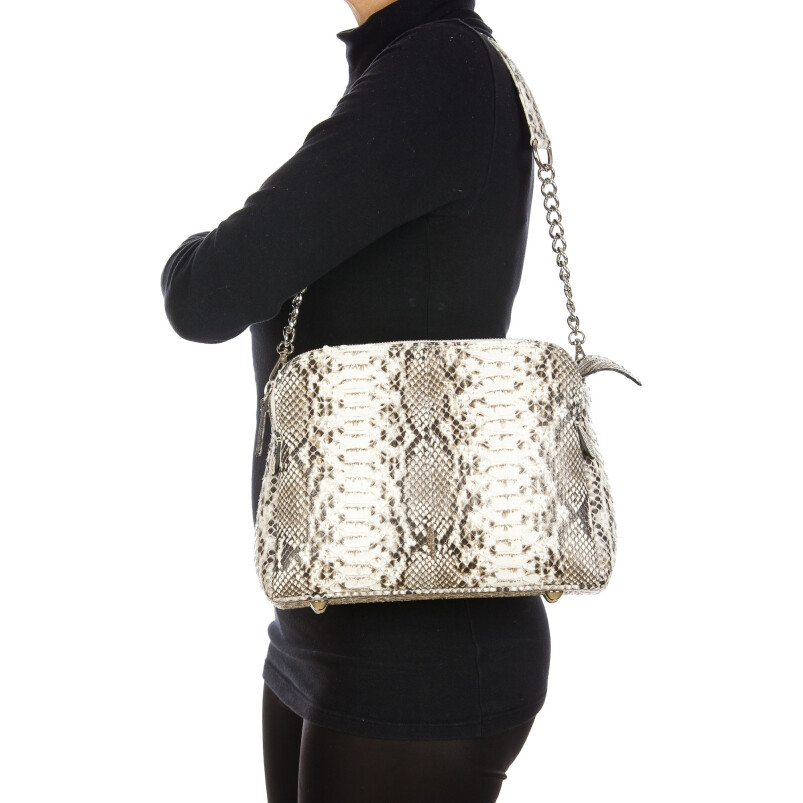 MIA : borsa donna in pelle di pitone, colore : ROCCIA, Made in Italy (Borsa)