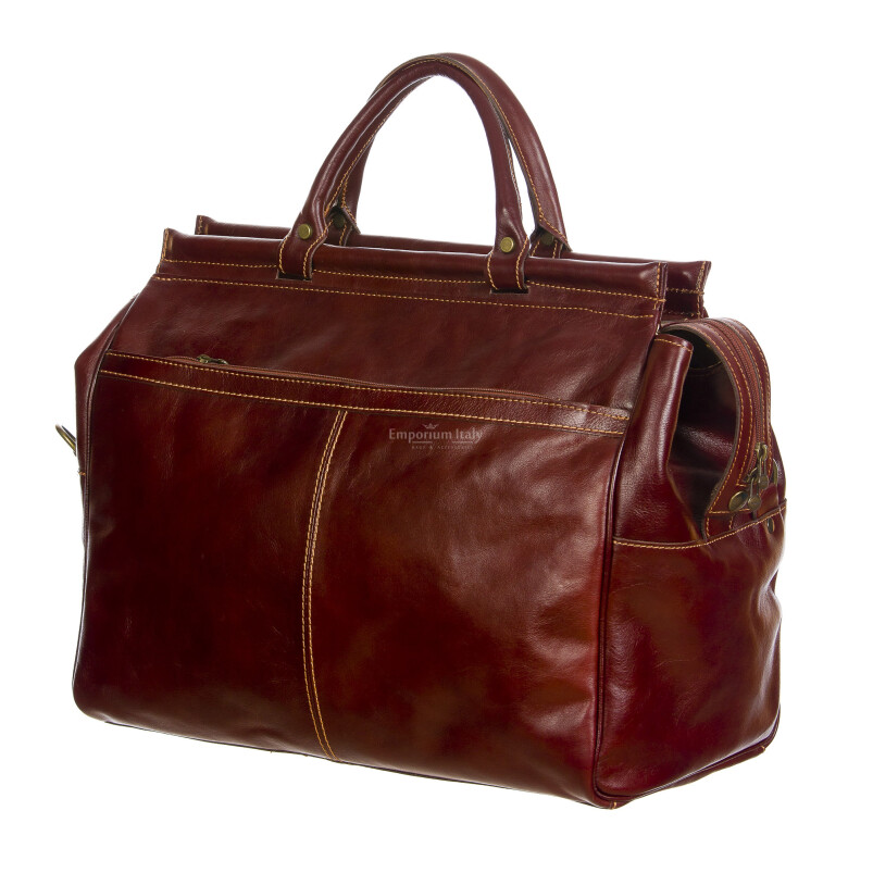 VERANO : borsa da viaggio in cuoio, colore : MARRONE, Made in Italy (Borsa)